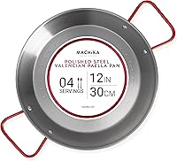Vista 1 de Machika Sartén tradicional de acero al carbono, auténtica paella española con superficie con hoyuelos, versátil sartén de acero al carbono