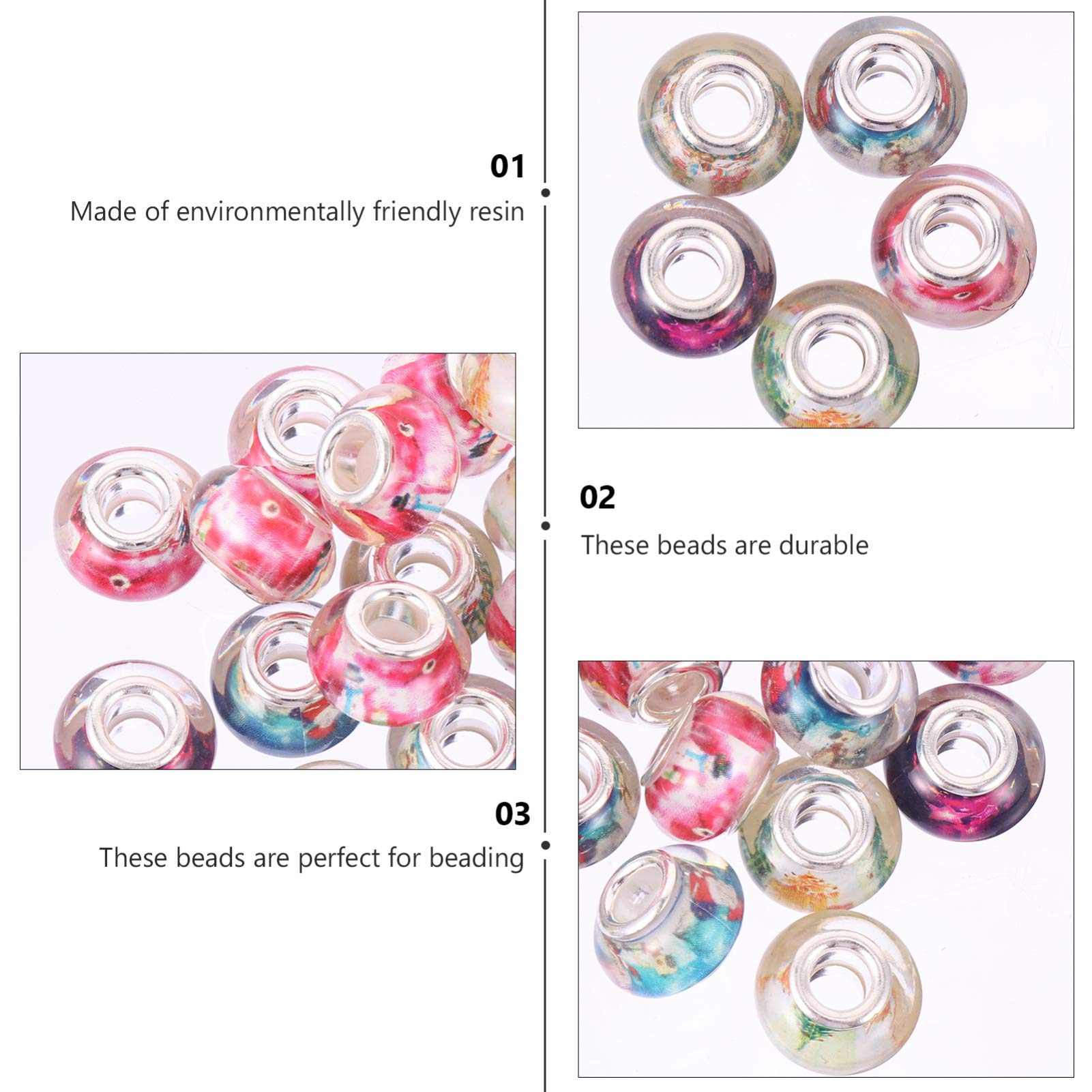 DOITOOL 2 Sätze Große Loch Spacer Perlen Charms Für Diy Schmuck Armbänder Ohrringe Bunte Glasperlen Für Bastelprojekte Und Schmuckherstellung 100 Stück * 2