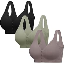 Angelhood 3 Pack Seamless Front Closure Jelly Bras for Women No Underwire Comfort Post Surgery Full Coverage Bralettes