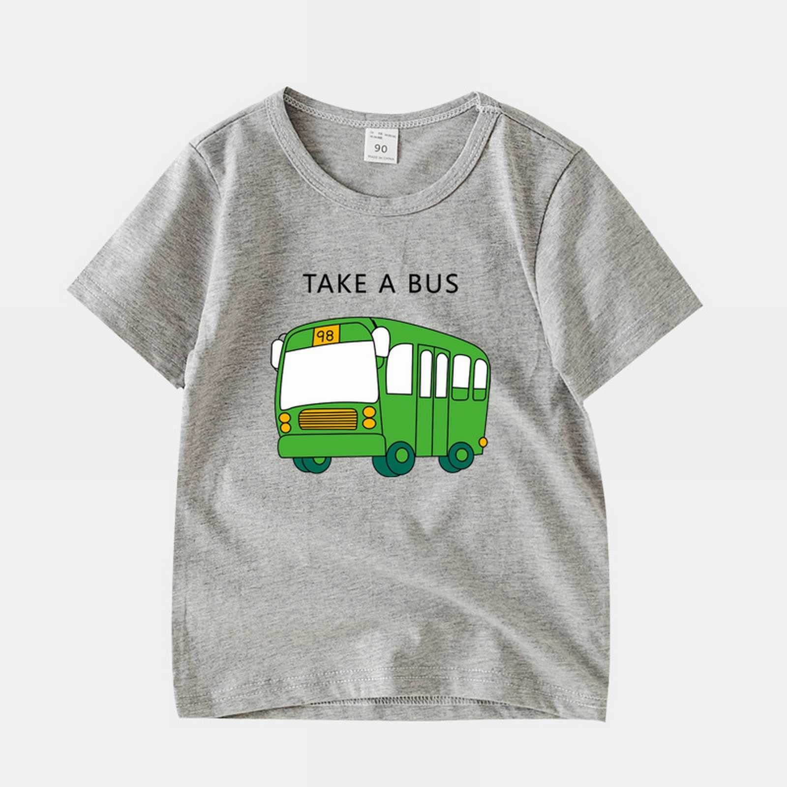 Summer Toddler Boys Girls Short Sleeve T Shirt Tops Cartoon Car Design for Baby Girl Babies Kids Mens Top (Green, 6-7 Years)