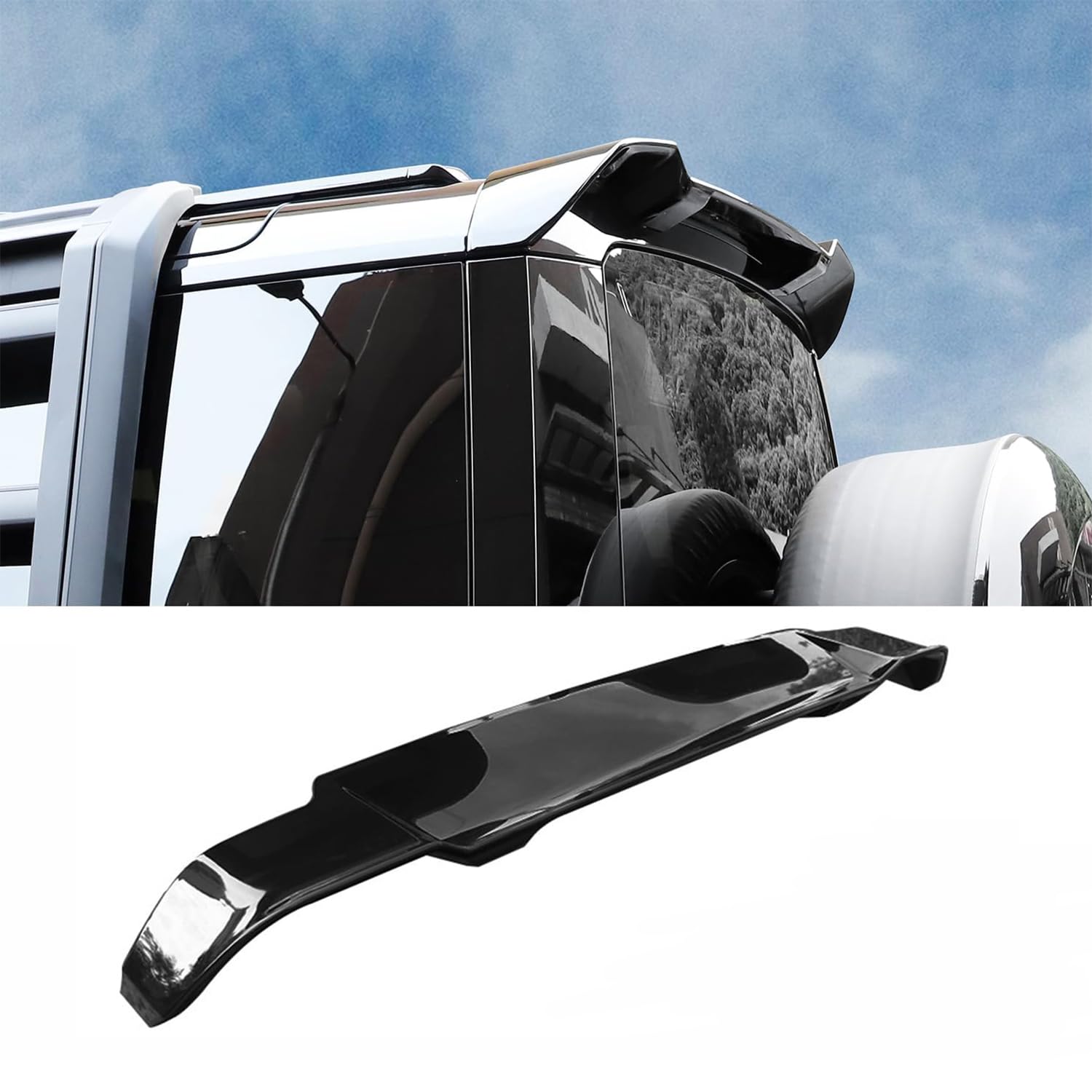 HOOMFIT Rear Tail Spoiler Wing Trunk Lip Compatible with Land Rover Defender 90 110 130 2020-2025, ABS Plastic Gloss Black, No Drilling