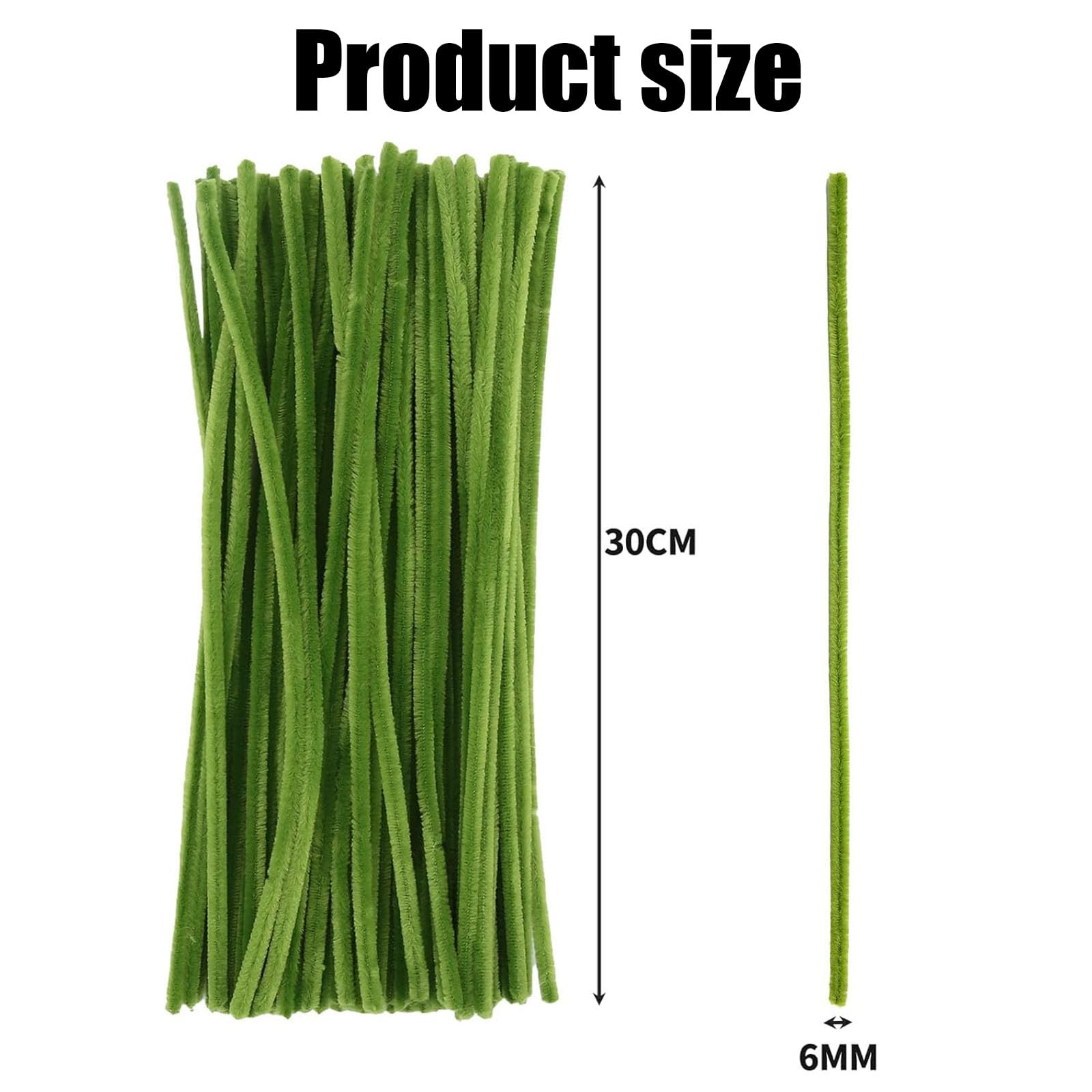 200 Pcs 30CM Green Pipe Cleaners for Craft Suitable for Handmade DIY Crafts Making Flower Garlands, Holiday Decorations - Image 2