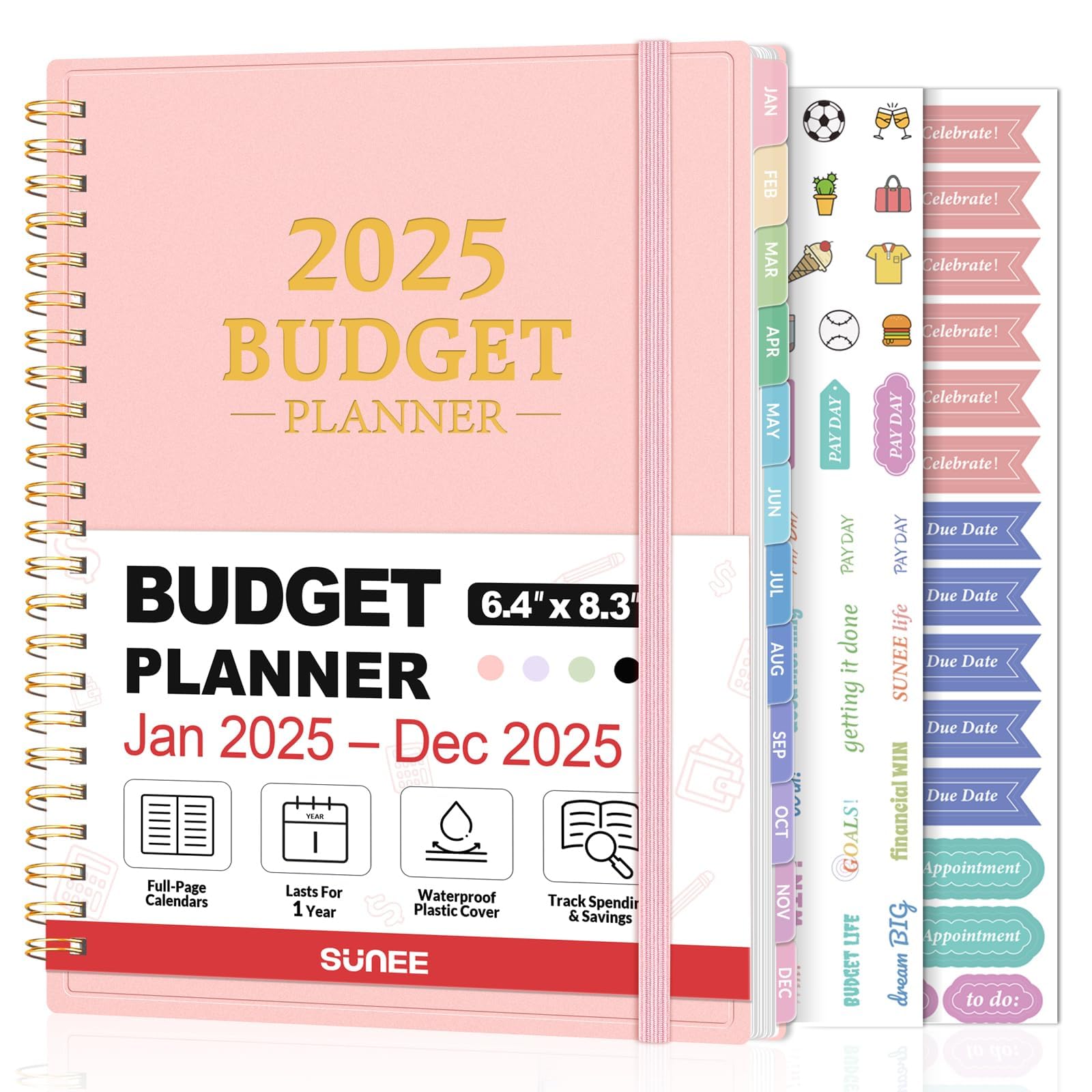 2026 Budget Planner - Monthly Budget Book from JAN 2026 - DEC 2026 with Expense Tracker Notebook, A5 Size (6.4" x 8.3") Bill Organizer & Finance Planner Account Book to Manage Your Finances, Pink