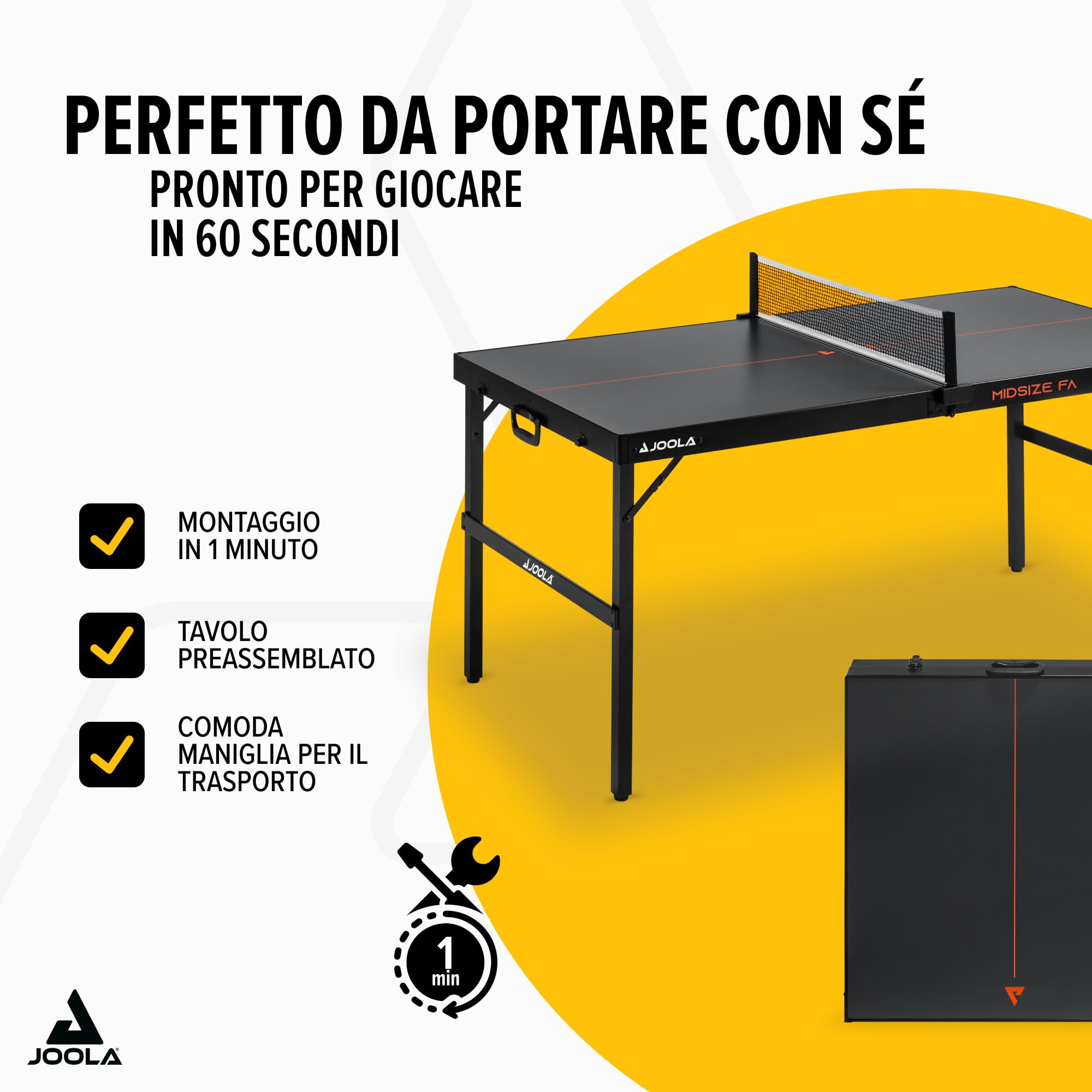 JOOLA Tavolo da Ping Pong Midsize - Tavolo per il Tempo Libero dal Design Moderno Con Rete Inclusa
