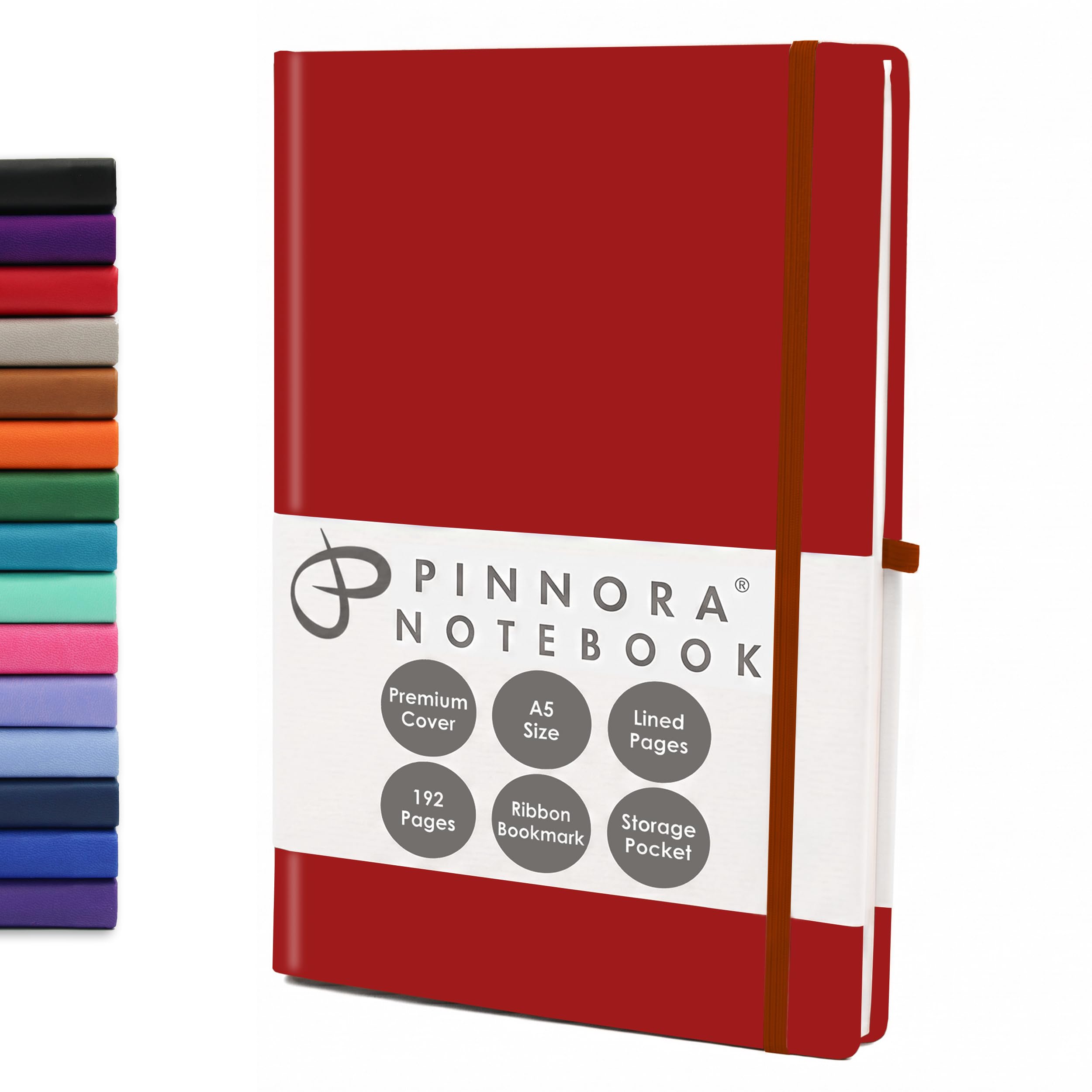 Pinnora Red A5 Notebook – Lined Everyday Journal Notebook & Monthly Planner with 192 Pages, Notebooks for School, Office & Travel, Durable Cover, Smooth Paper, Ideal A5 Lined Notebooks — image 1