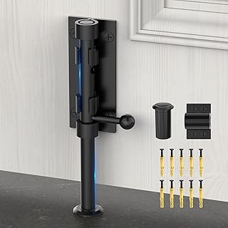 Barrel Bolt Latch, Sliding Bolt Gate Lock Door Latches Hardware, 7.7 Inch Heavy Duty Solid 304 Stainless Stee Door Lock for Fence/Wooden/Barn Door/Yard Door/Interior Door Latch (1 Pack Black)