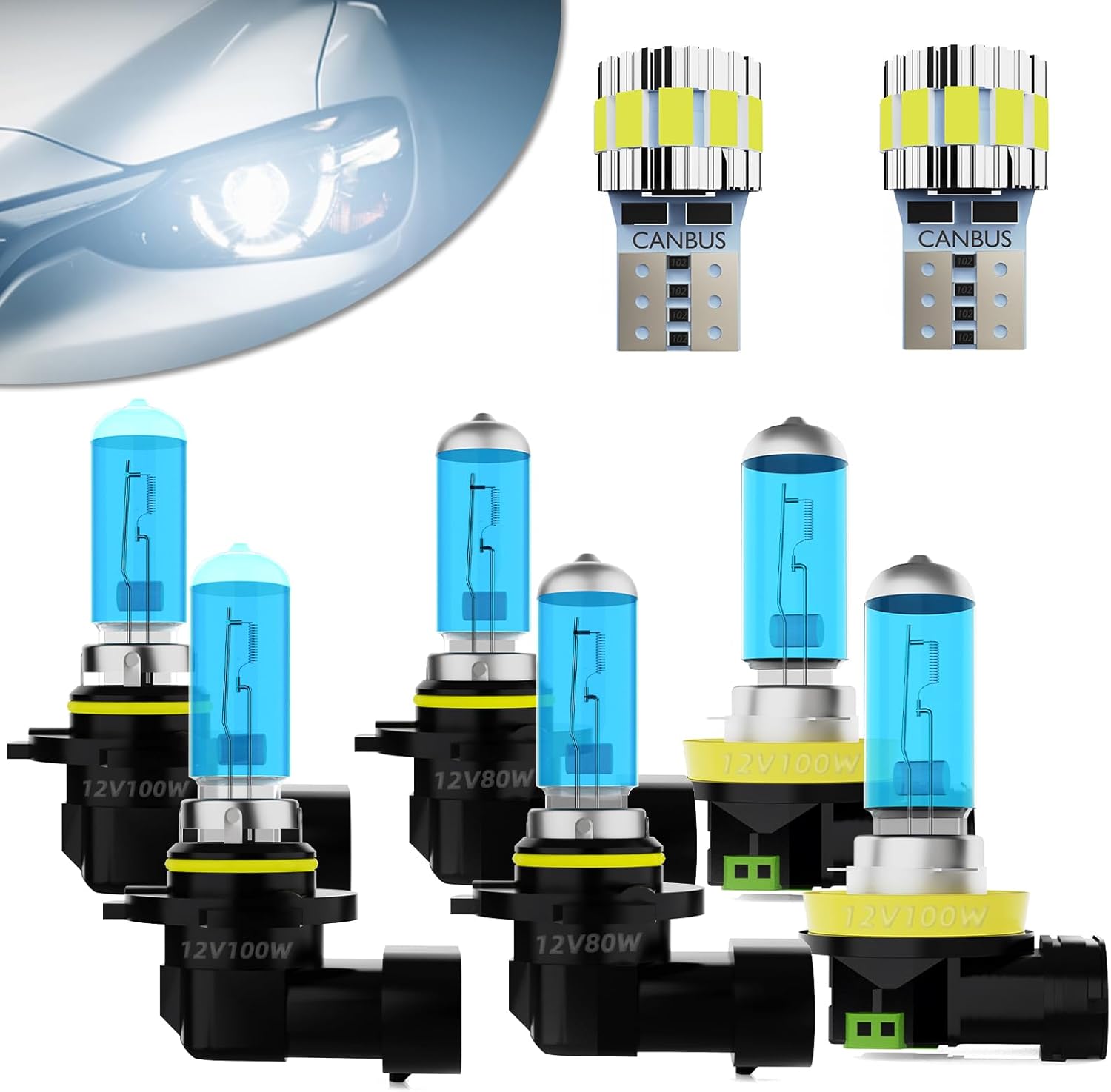 Headlight Bulbs + Interior Light Kit + License Plate Lights Fit For Honda Accord 2008-2012 Sedan,High Low Beam Fog Light Bulb Combo,5500K High Performance Halogen Light Bulbs,20PCS