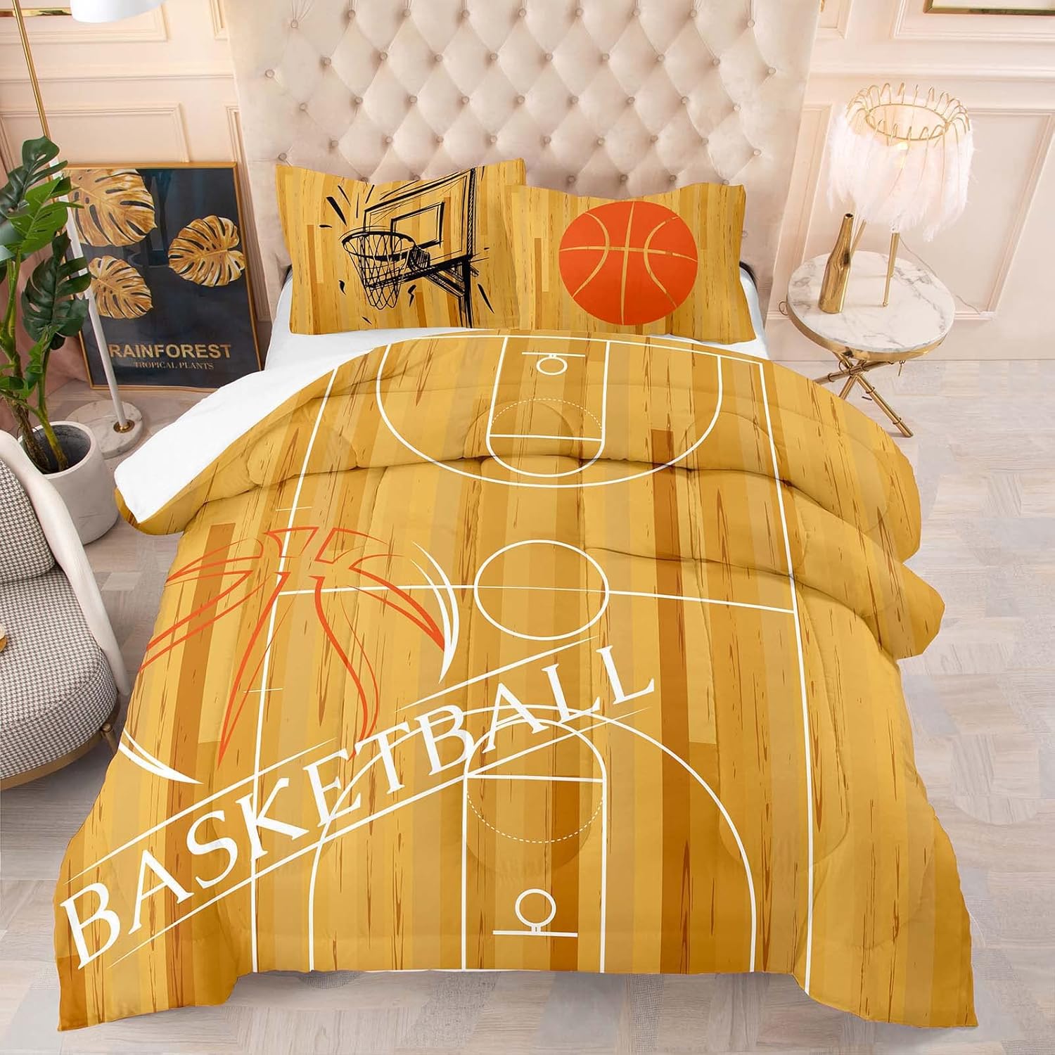 Tailor Shop Basketball Bedding Sets for Boys Kids Teens,3D Sports Basketball