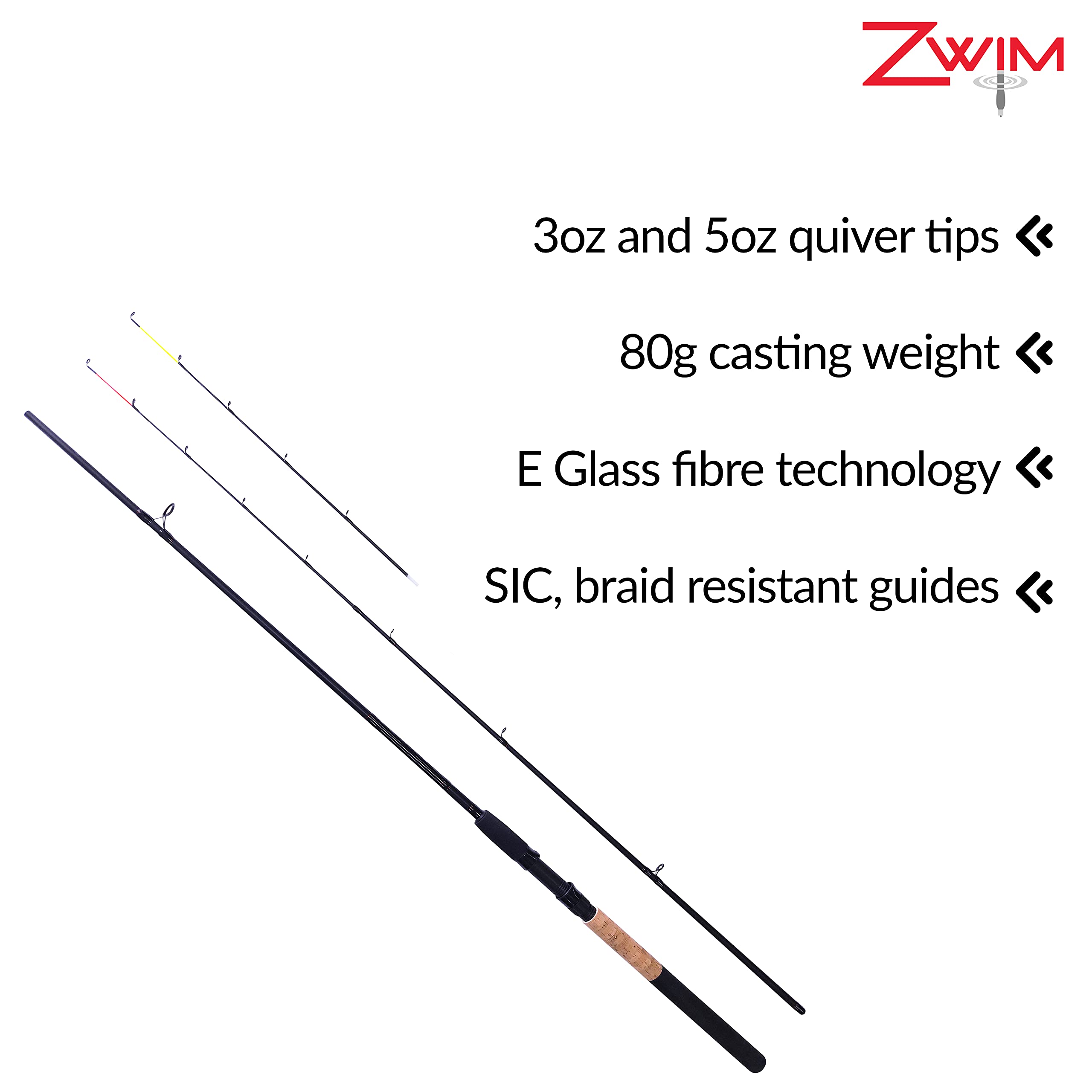 2,4 m 2 pezzi Feeder canna da pesca/faretra/leger con 2 punte – 80 g peso di lancio 85 g & 141,7 g punte faretra – ideale per pesci di alimentazione inferiore [12-20F240]