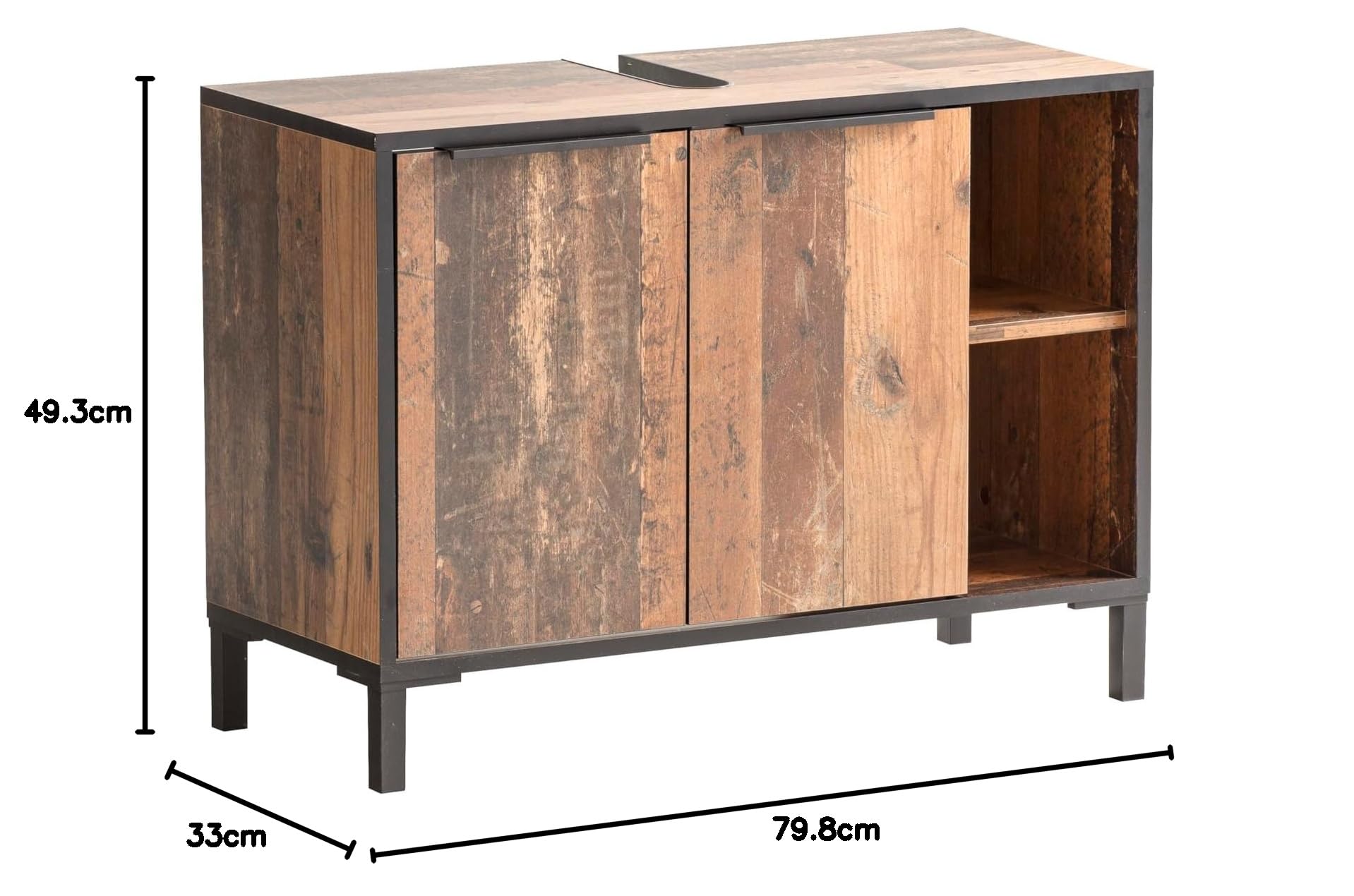 Schildmeyer Jaap 157801 Meuble Sous Lavabo, Old Style Dark, 79,8 x 33 x 49,3 cm