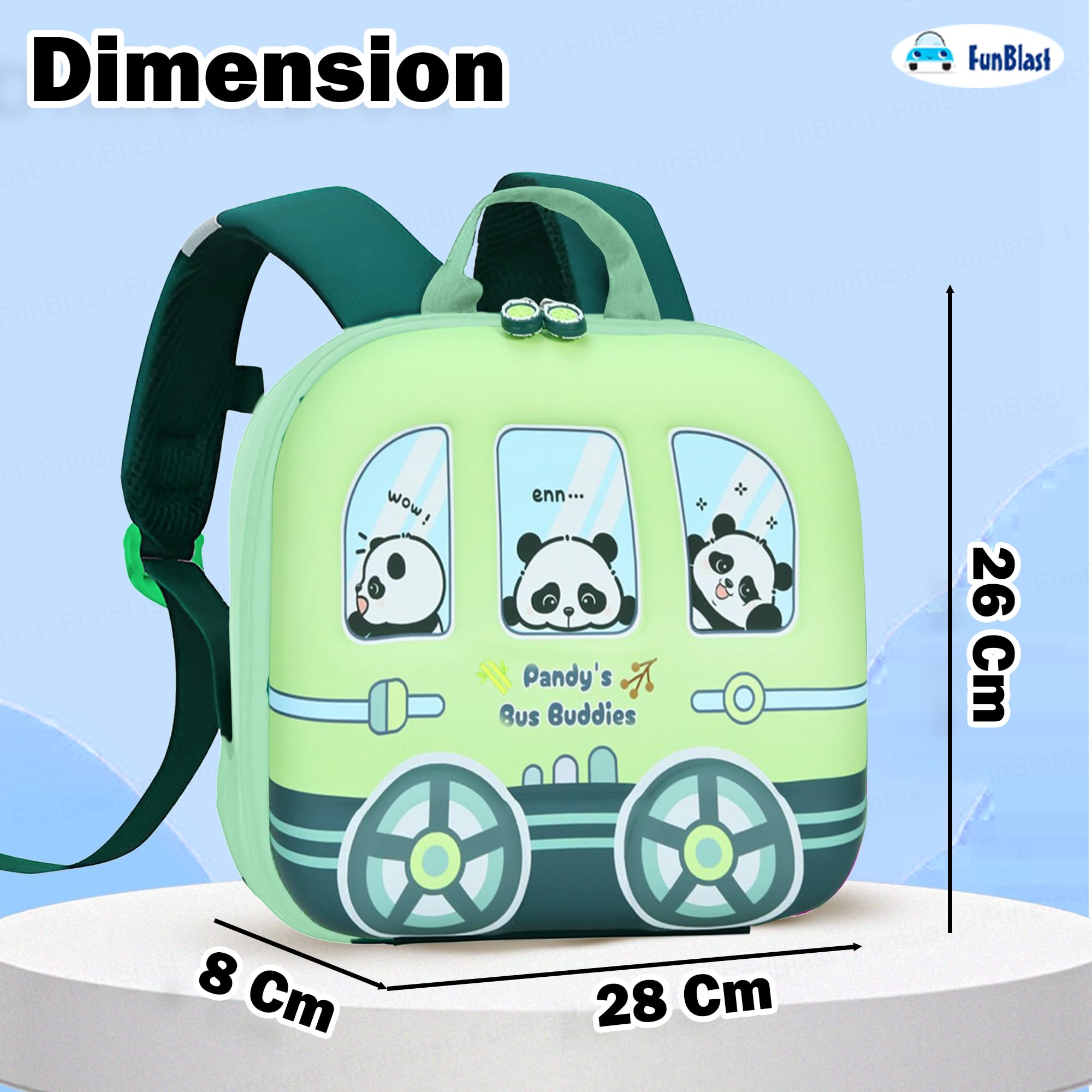 FunBlast Bagpack for Kids – Panda Design Bag for Pre-Schoolers Kids, Small Picnic Bag for Baby Boys, Lightweight Miniature Bags for 2 to 6 Years Toddlers – 26 X 28 X 8 Cm 1