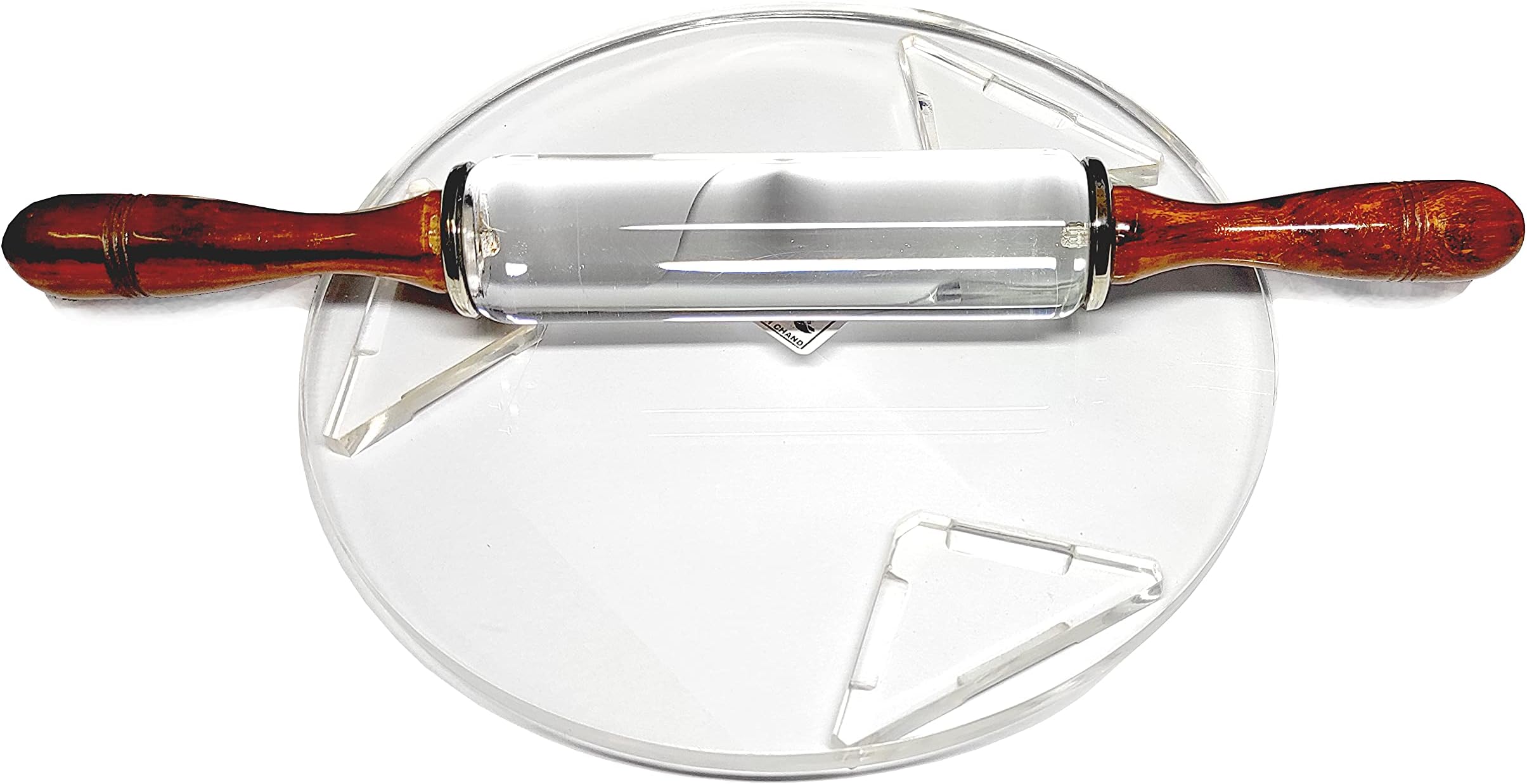 Gulwan Transparent -Roti Roller/Chakla-Belan/Rolling Pin, 22 Cms, Round with One Electric 2 in 1 Lighter