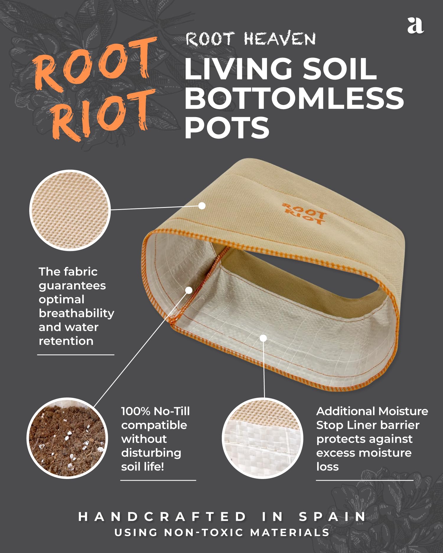 Root RIOT: Pot - Living Soil Stofftopf Aus 100% Pol Produktbild-Vorschau 6