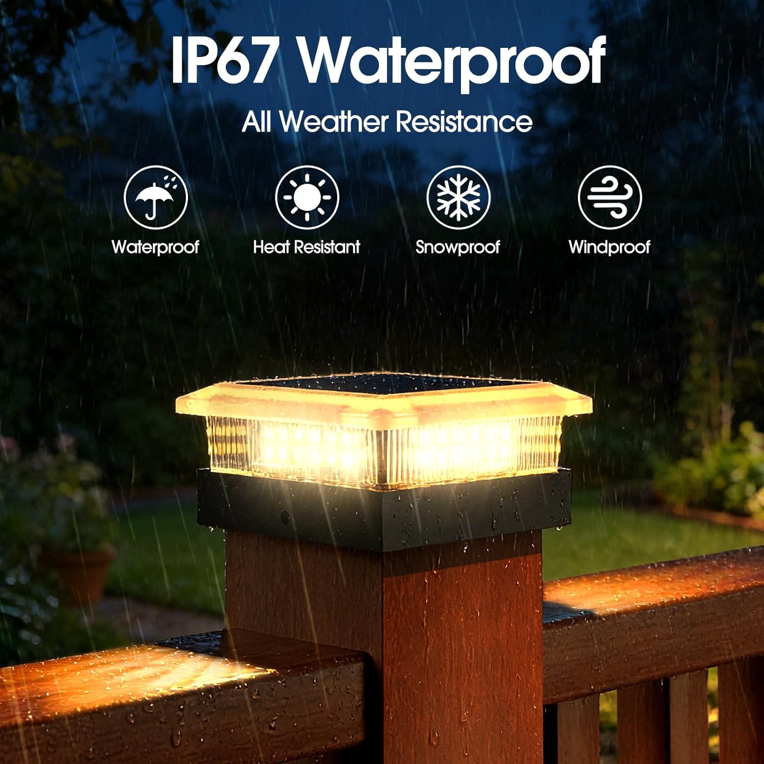 4x4 Post Solar Lights 12 Pack, 4 Lighting Modes Solar Post Cap Lights for 4x4 3.5x3.5 Wood/Vinyl Posts, Ip67 Waterproof 96 LED Fence Deck Post Lights Solar Powered for Patio Porch, Black