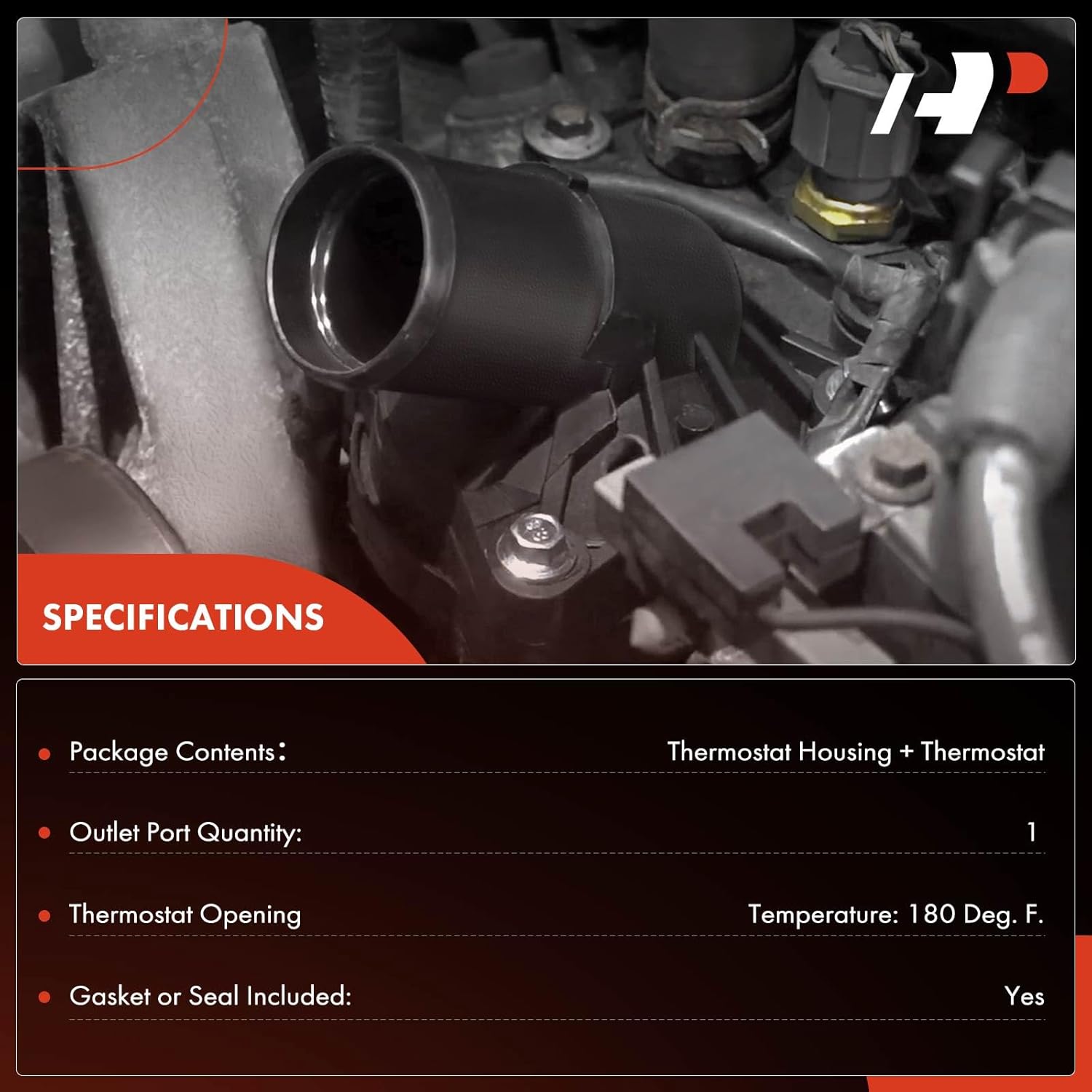 A-Premium Coolant Thermostat Housing Assembly Compatible with Nissan Maxima 370Z INFINITI Q50 Q60 Q70 Q70L QX50 EX35 EX37 FX35 FX37 G25 G37 I30 M35h M37