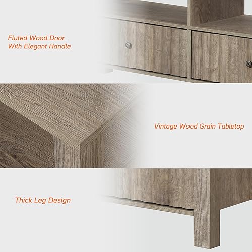 Miniatura 3 de FITUEYES Soporte de TV de 70 pulgadas para televisores de hasta 75 pulgadas, centro de entretenimiento de granja para consola de TV de 556575