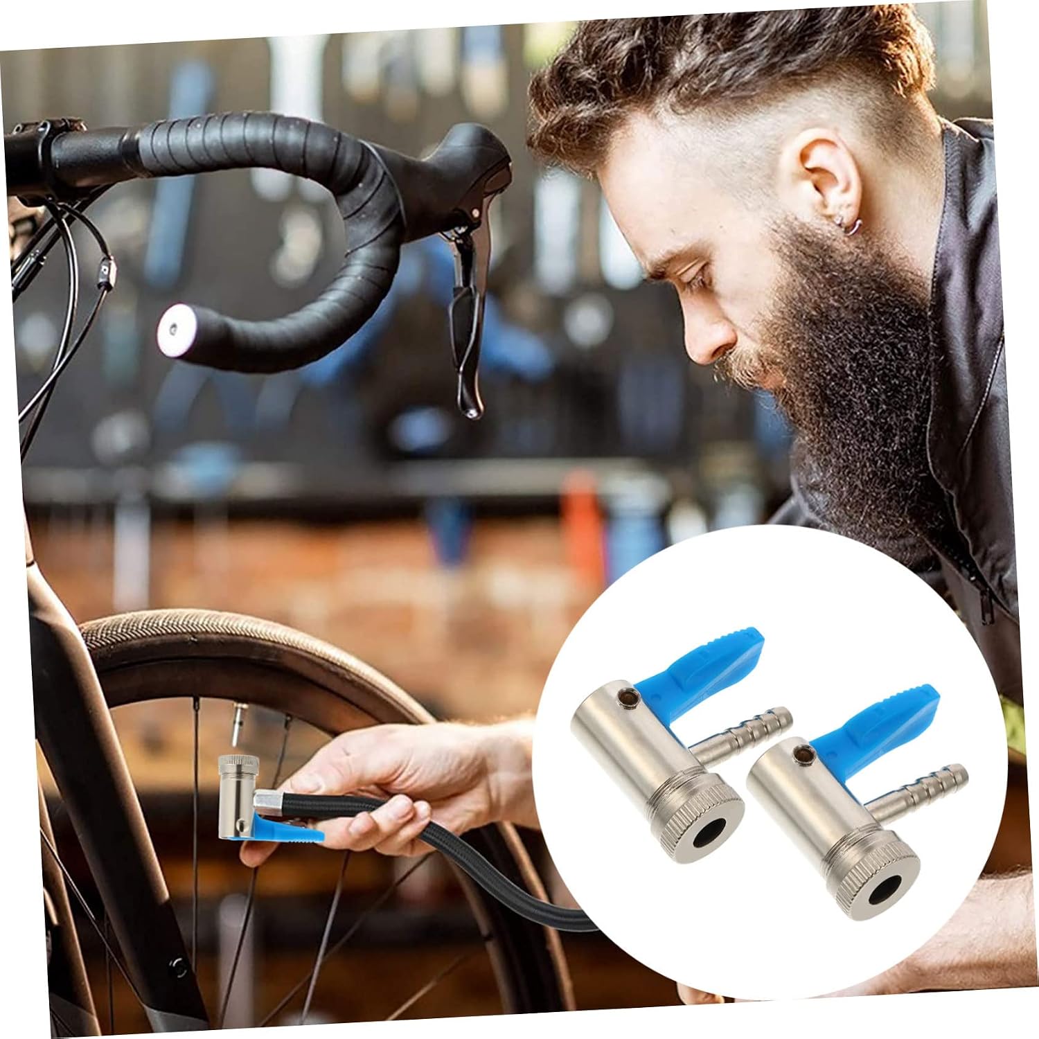 STOBAZA Tire Inflator Chuck Air Connector 8mm Clamp for Car Truck Industrial Use Quick-Clip Conversion