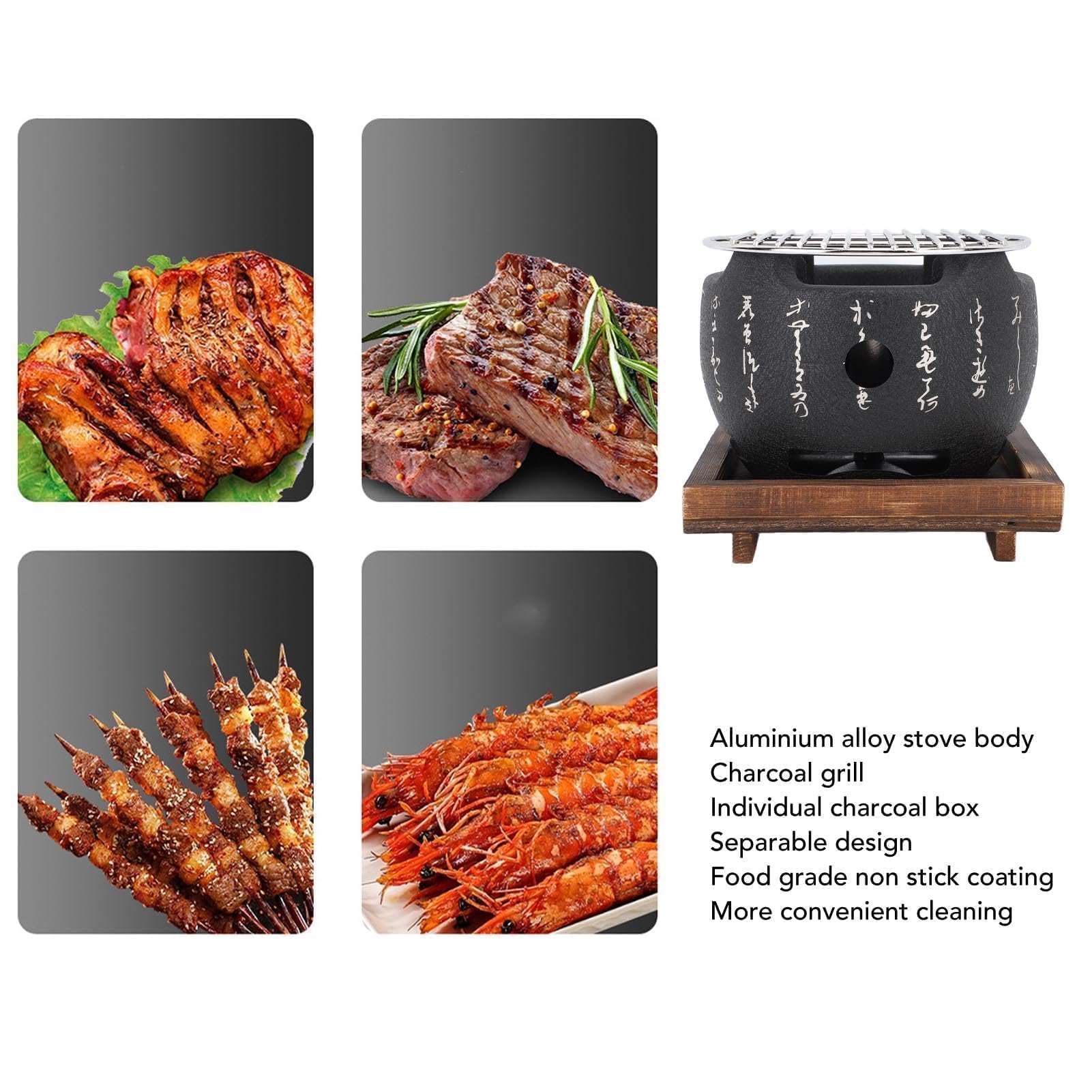 Griglia in Stile Giapponese, Mini Griglia Portatile per Barbecue Giapponese, Stufa a Carbone per Alimenti Rotonda, Stufa per Barbecue per Uso Domestico Patio(L)