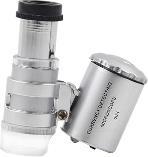 Mini Illuminated Microscope Loop Magnifiers, 60X Pocket Portable Jewelers Loupe Magnifying Glass with LED UV Light jewlers Magnification Loop for Jewelry,Diamonds,Coins, Stamps, Antiques