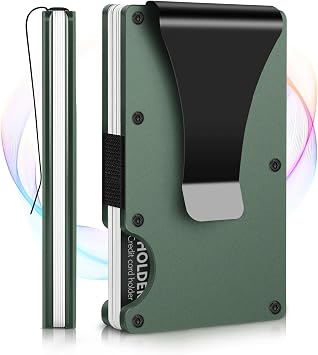 Minimalist Wallet for Men with Aluminum Money Clip Wallet, Slim Credit Card Holder for RFID Blocking, Mens Minimalist Metal Wallets for Men & Women Slim Anti-scratch green