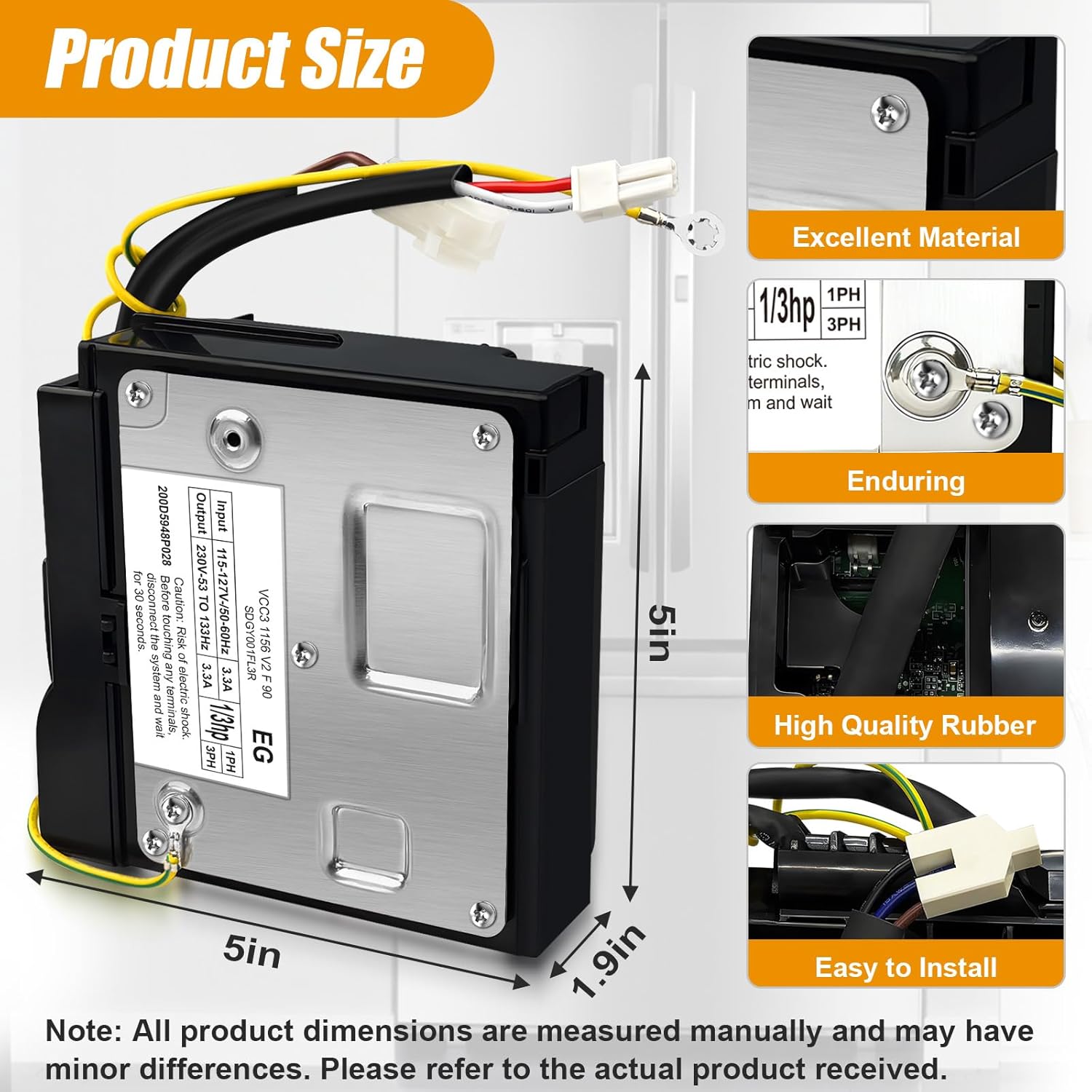 WR49X10283 WR55X10490 Inverter Control Board Compatible with GE Refrigerator,Replace WR55X10685 WR55X10979 WR55X11029 AP5669522 PS6883663 2677747 519306299,Parts Embraco VCC3 1156 K8 F 90