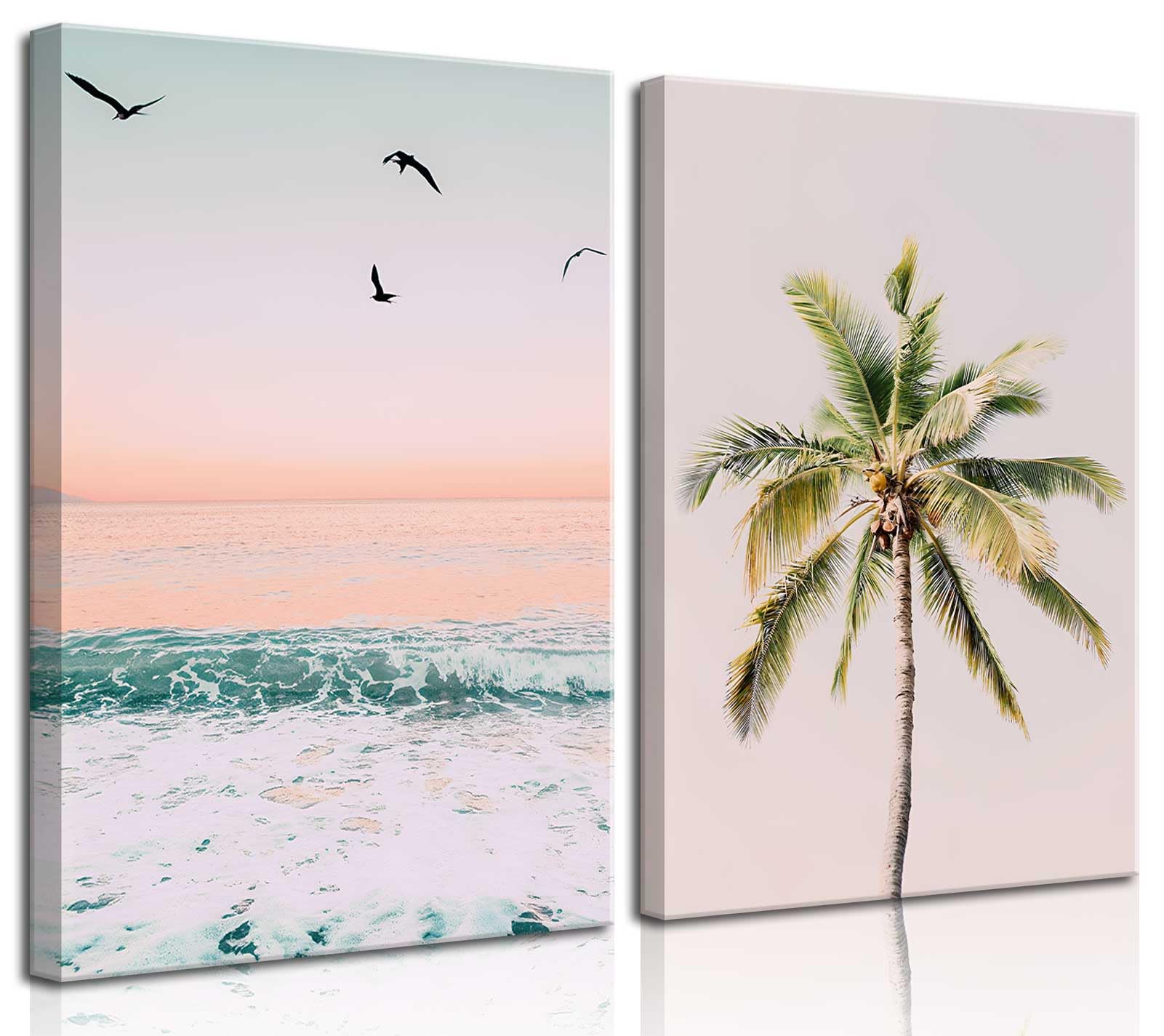 2Pcs Pastel Beach Wall Art