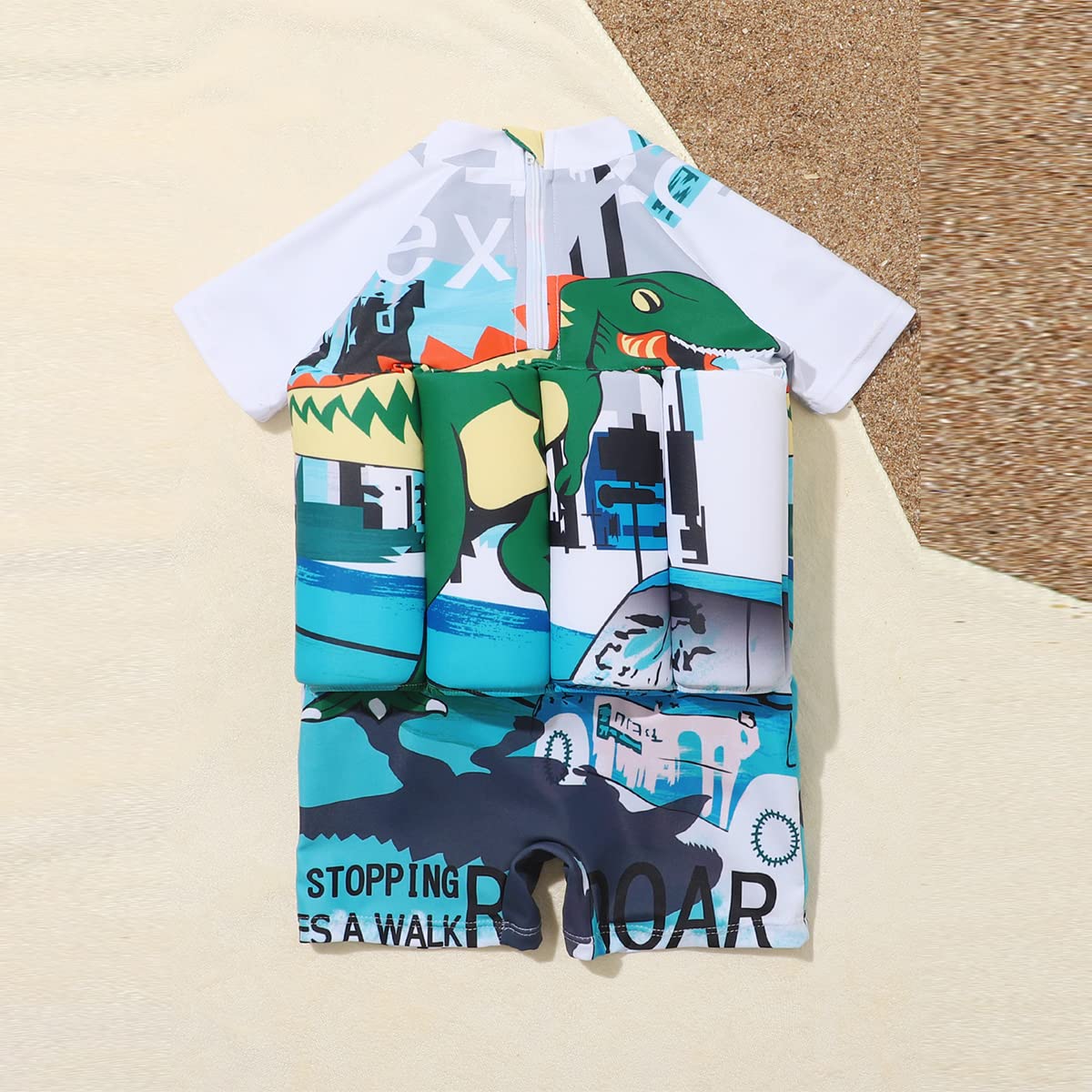 Bébé Garçon Tout-Petit Flotteur Maillot de Bain Une pièce Flottant Manche Courte Flottabilité réglable Maillots Vêtements de Plage d'été Rashguards