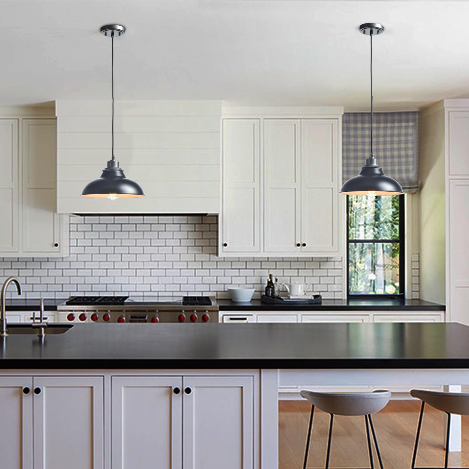 Black Pendant Lights Kitchen Island Farmhouse Pendant Lights Modern Hanging Pendant Light for Dinning Room Living Room Bedroom Bar
