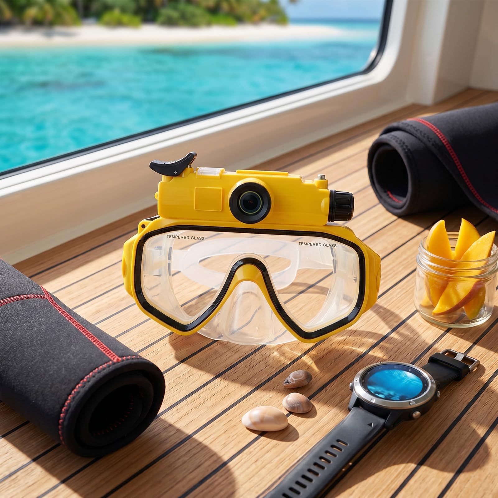 Occhialini da Nuoto Subacquei con Videocamera 2K, Profondità fino a 15m