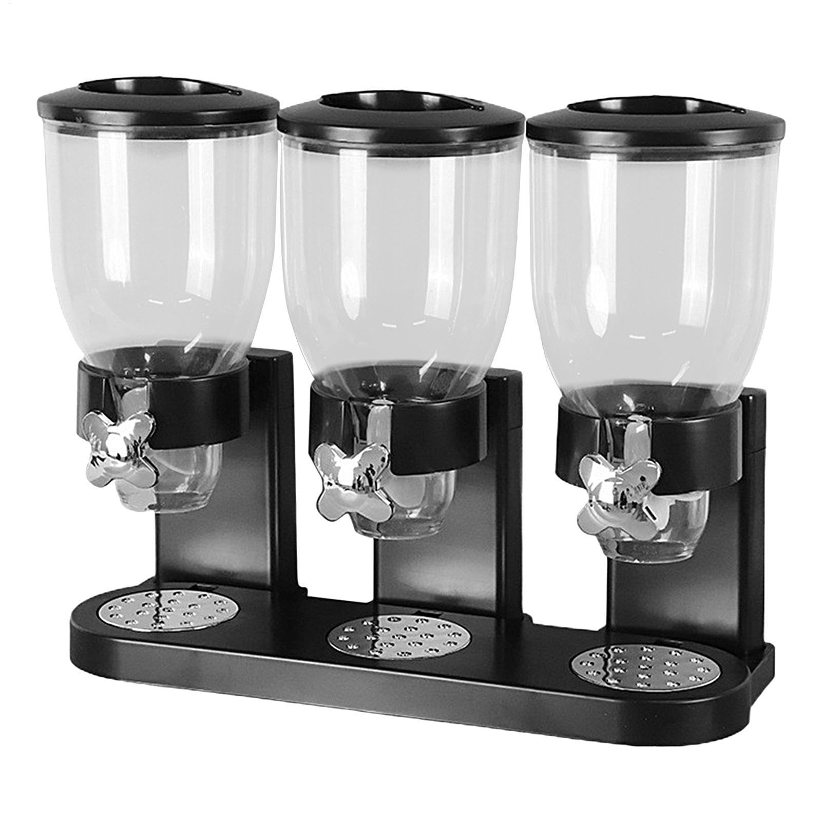 Dispensador de cereales triple | Dispensador de nueces y caramelos, elementos esenciales de cocina de 2 litros para arroz, cereales, nueces, aperitivos, avena, comida para mascotas