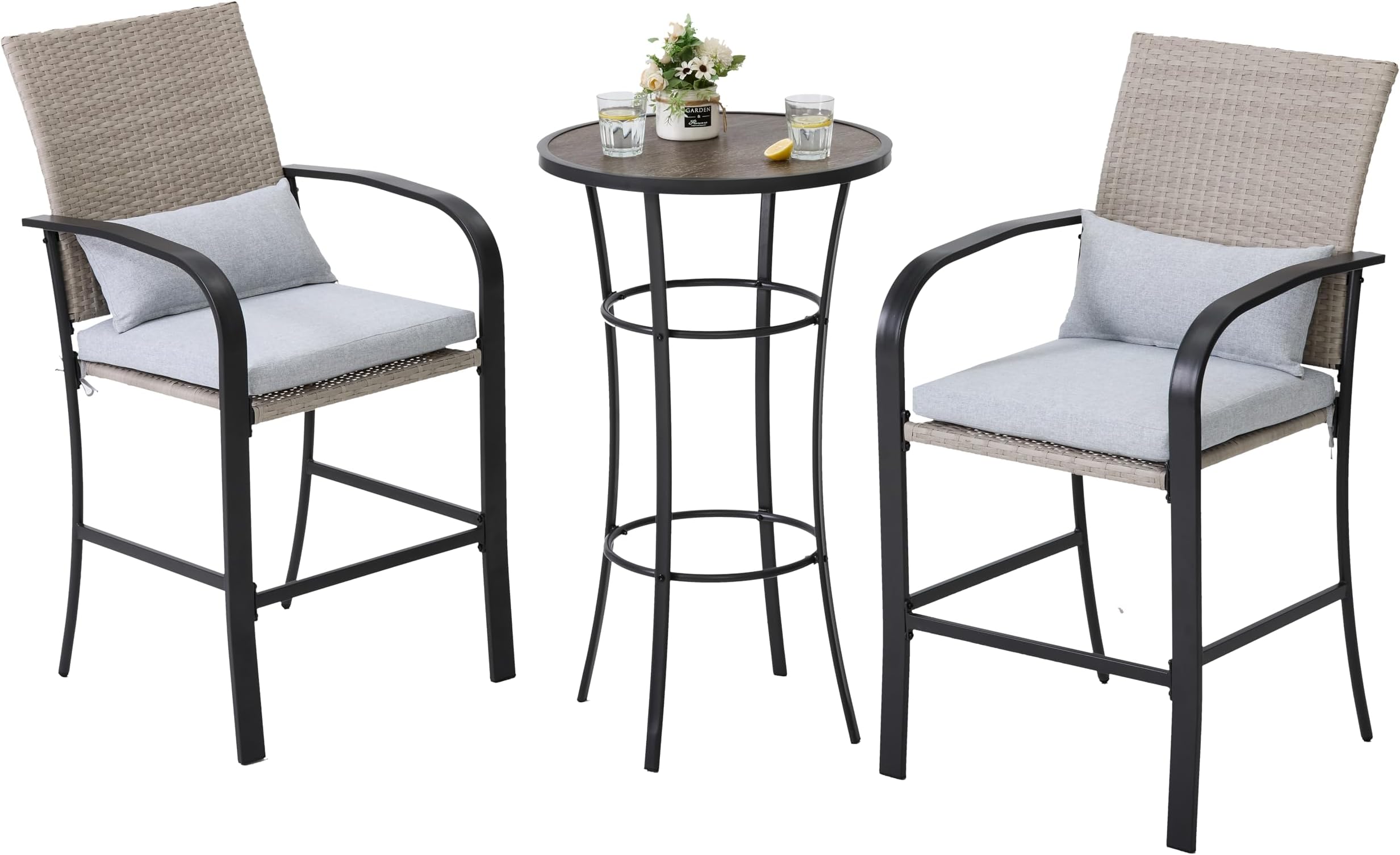 Apepro Outdoor Bar Table Set for 2,Patio Bar Height Table