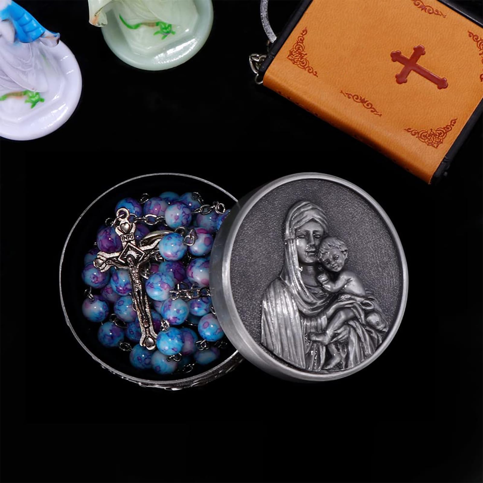 Katholieke rozenkrans voor communie, fluwelen geschenkzakje, communie