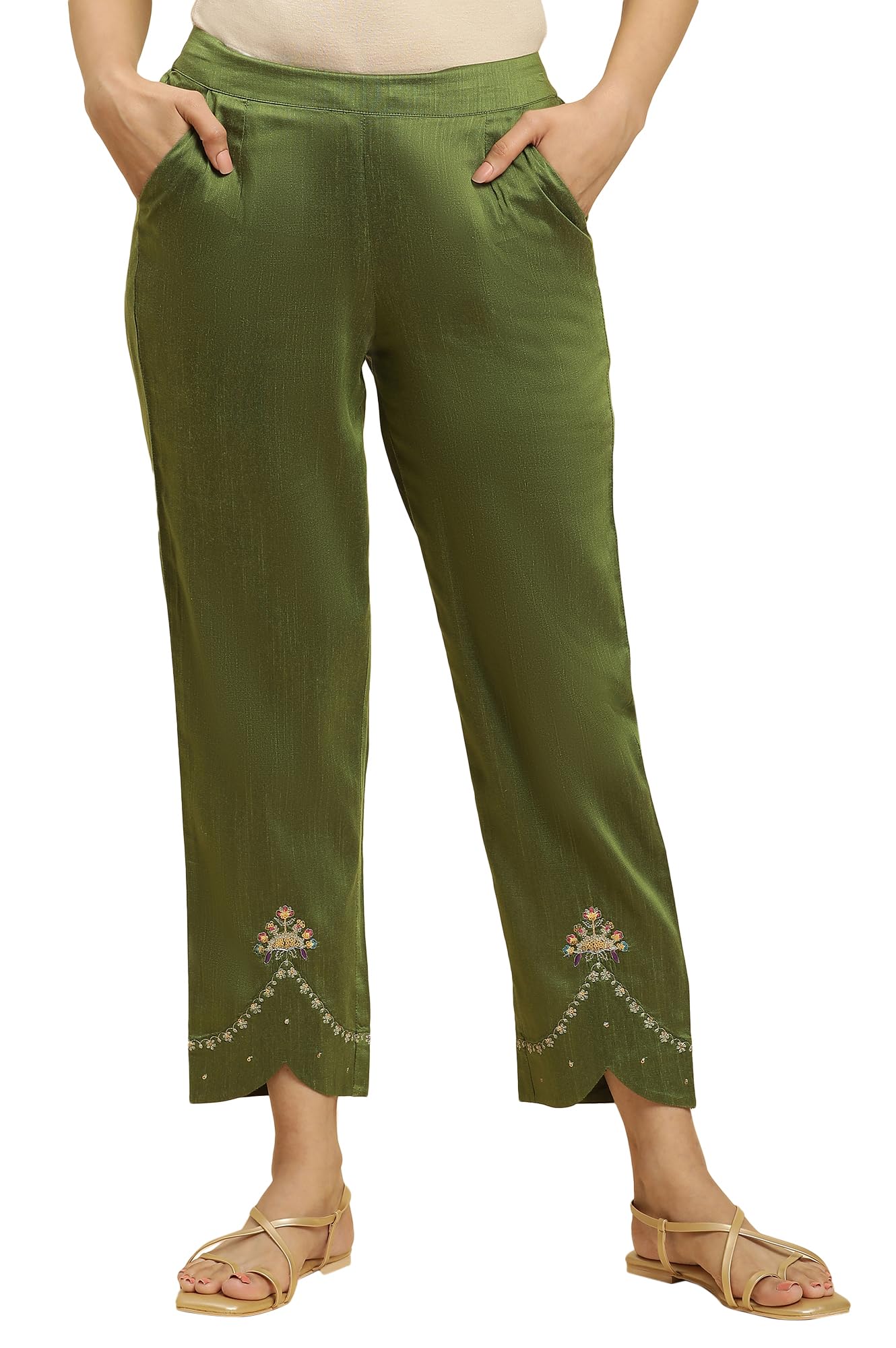 Women Mid Rise Straight Pants | Trousers-image-1