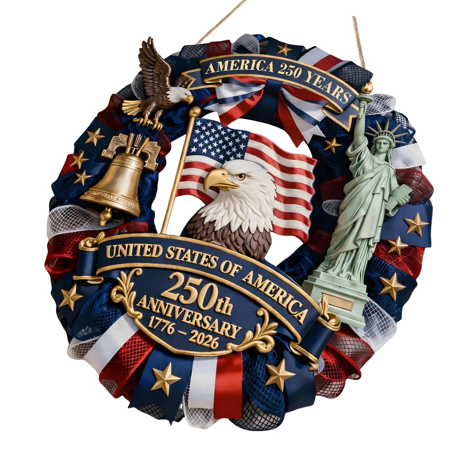 Independence Day Wooden Hanging Wreath for Holiday Decorations and Giving Wooden Plaques Wall Hanging Decors
