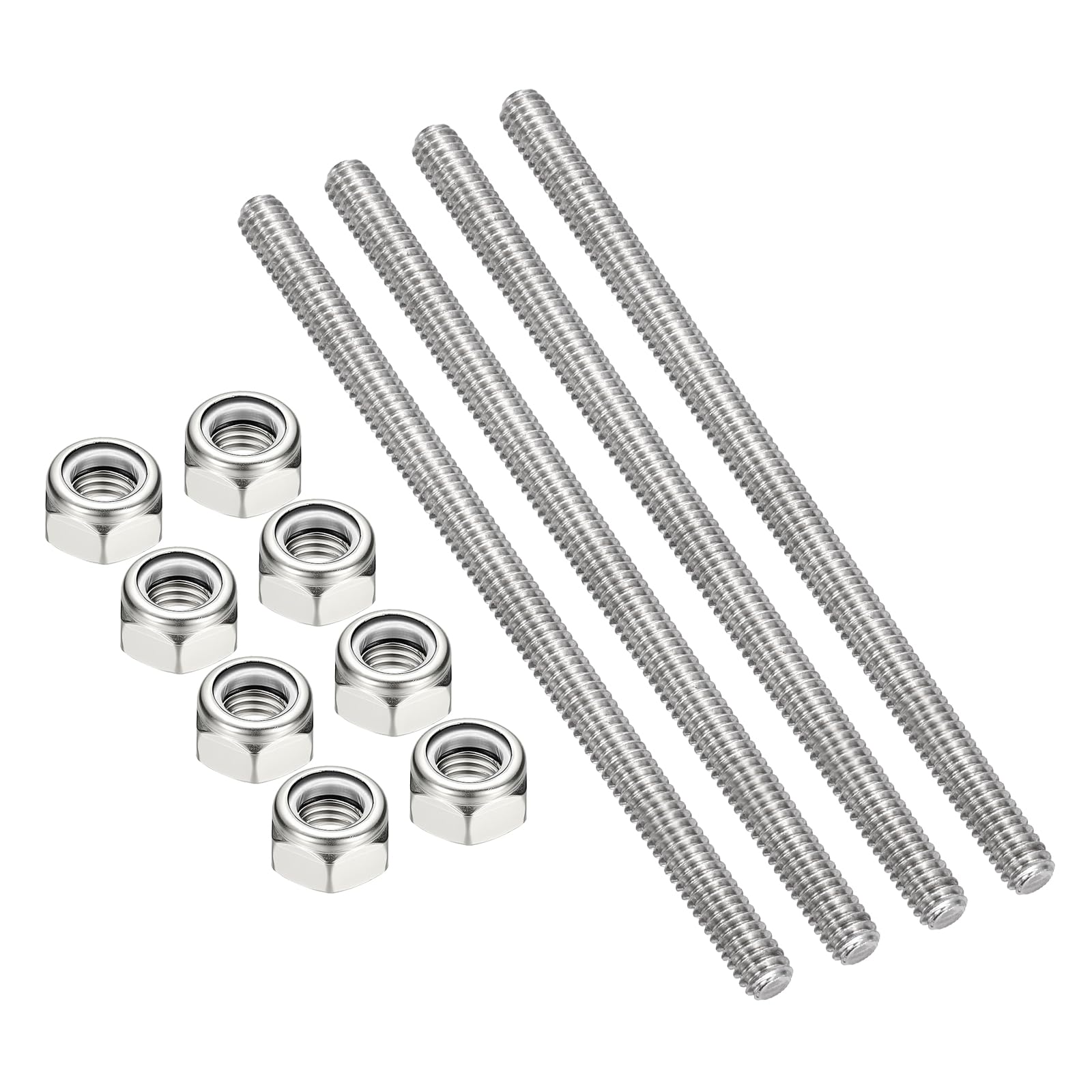 PATIKIL 4Pcs 1/4"-20x120mm Threaded Rods with Hex Nuts