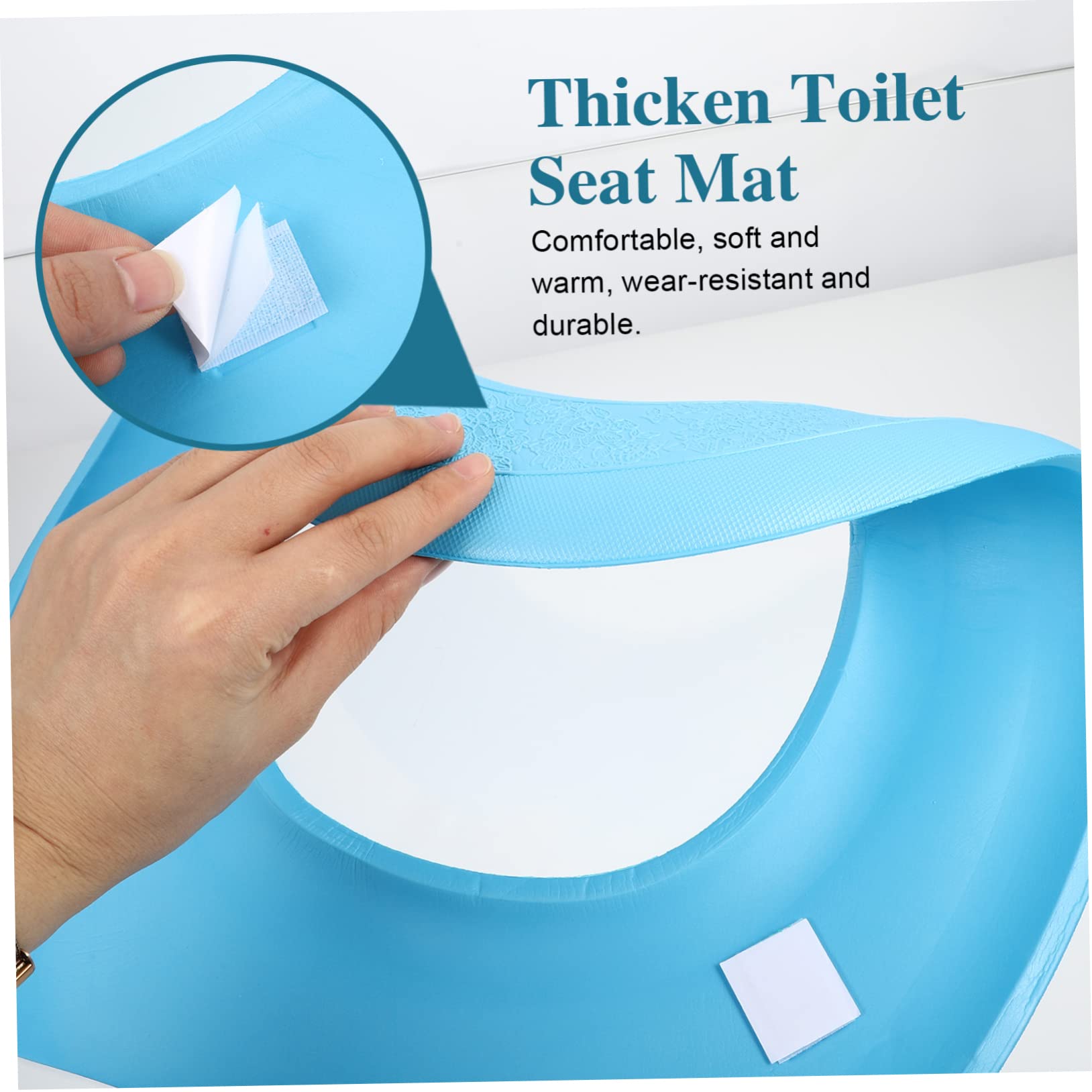 Anneome 3pcs Oval Toilet Seat Cover Set Washable Self-Adhesive Eva Toilet Seat Ring Cover Pad for Summer Use Decorative Mat