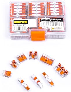 Wago Wire Connectors 90 pcs, 221 Series Electrical Connectors Assortment with Case, Includes (25x) 221-2401, (30x) 221-412, (25x) 221-413, (10x) 221-415, Compact Splicing Wire Nuts
