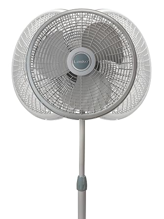 Lasko Oscillating Pedestal Stand Fan, 3-Speeds, Adjustable Height, Tilt Back Fan Head for Indoor, Bedroom, Living Room, Home Office, Dorm Use, 16 Inch, Gray, 2526