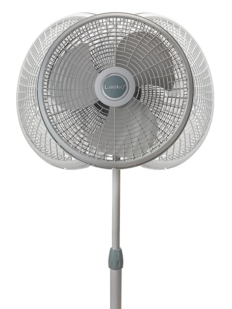 Lasko Oscillating Pedestal Stand Fan, 3-Speeds, Adjustable Height, Tilt Back Fan Head for Indoor, Bedroom, Living Room, Home Office, Dorm Use, 16 Inch, Gray, 2526