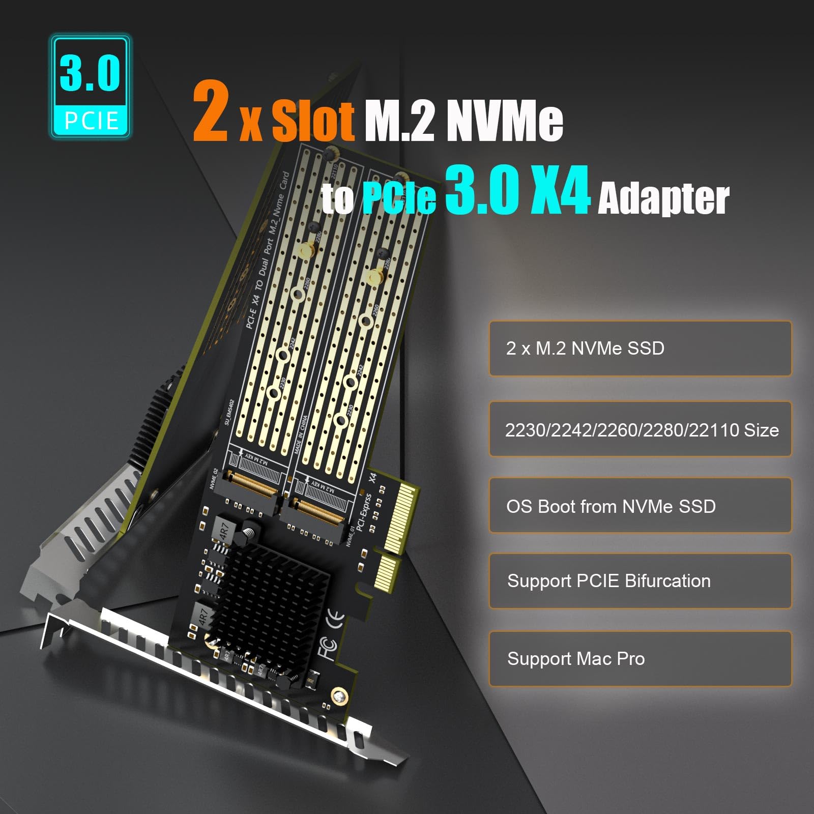 Amazon.com: GLOTRENDS PA20 Dual M.2 NVMe to PCIe 3.0 X4 Adapter