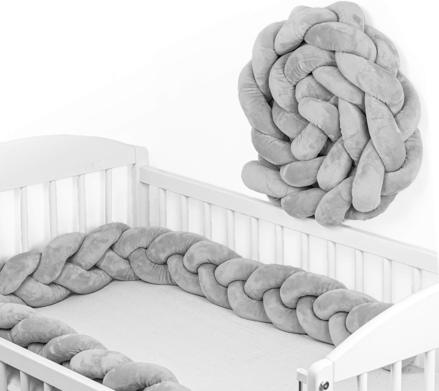 Tour De Lit Bebe 150 Cm Tour De Lit Tresse Bebe Fille Et Les Garcon Coussin Serpent Bebe Gris Amazon Fr Bebe Et Puericulture