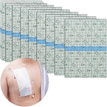 Hola Health Shower Protector [Pack of 25], 10" x 12" Dialysis Catheter Shower Cover Shower Shields PD PICC Line Water Barrier, Waterproof Wound Bandage Protector Disposable Transparent