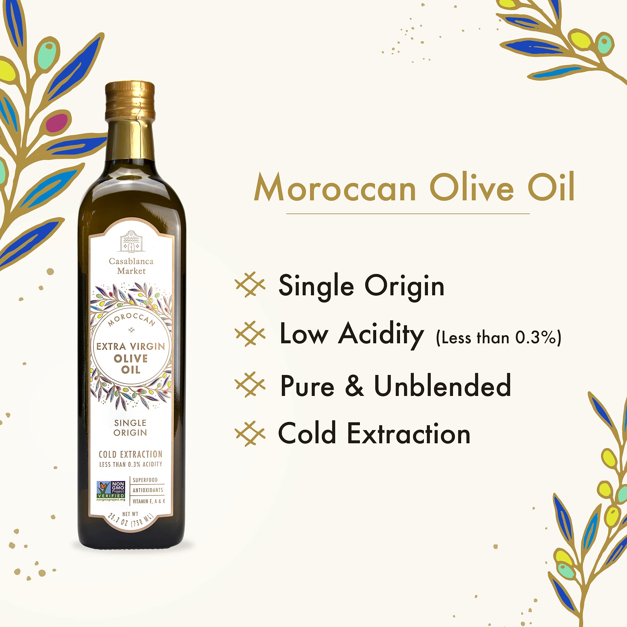Buy Casablanca Market Moroccan Olive Oil Extra Virgin Cold Pressed