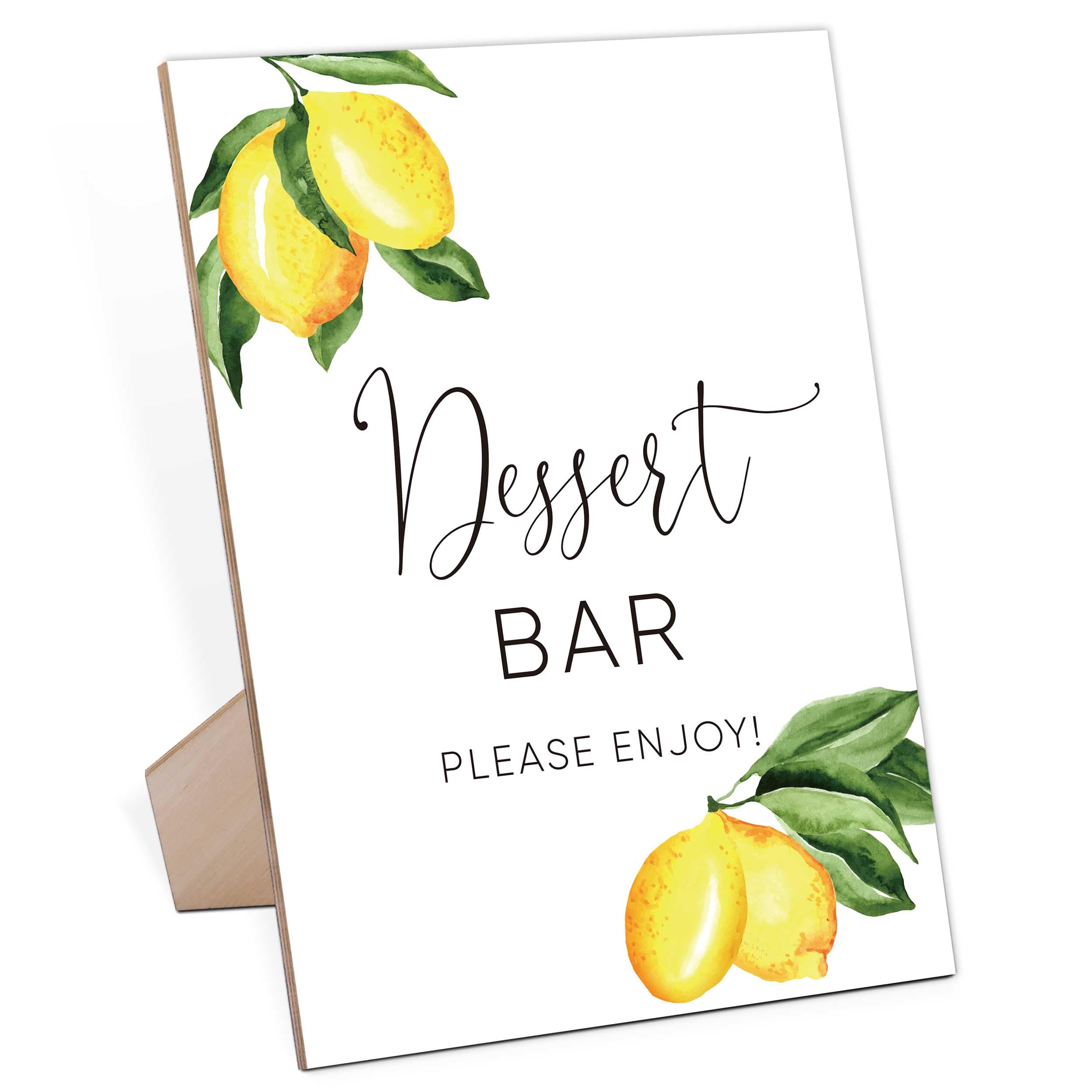 Dessert Bar Sign for Wedding Reception, Wooden Sign With Stand, Lemon Dessert Table Sign, Wedding Favor Signs, Party Supplies, Bridal Shower