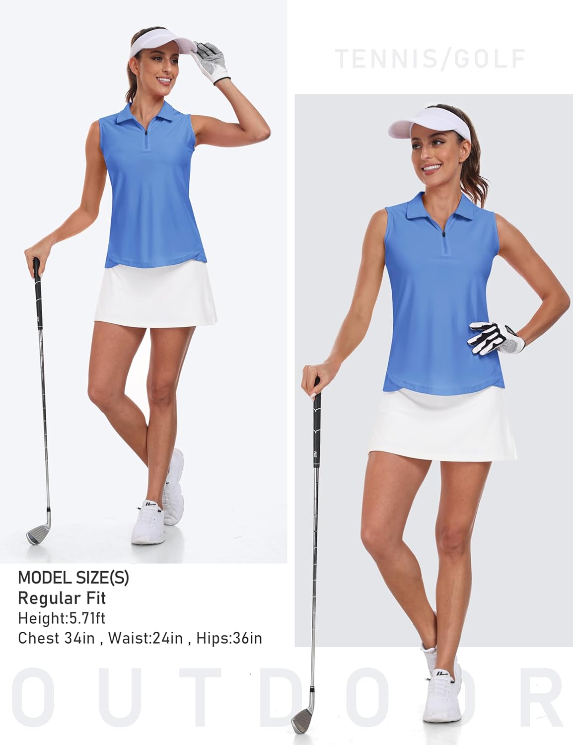 AIRIKE Golf Polo Shirts for Women Sleeveless Summer Sports Athletic Fashionable Workwear-Quick Dry Womens Tank Tops