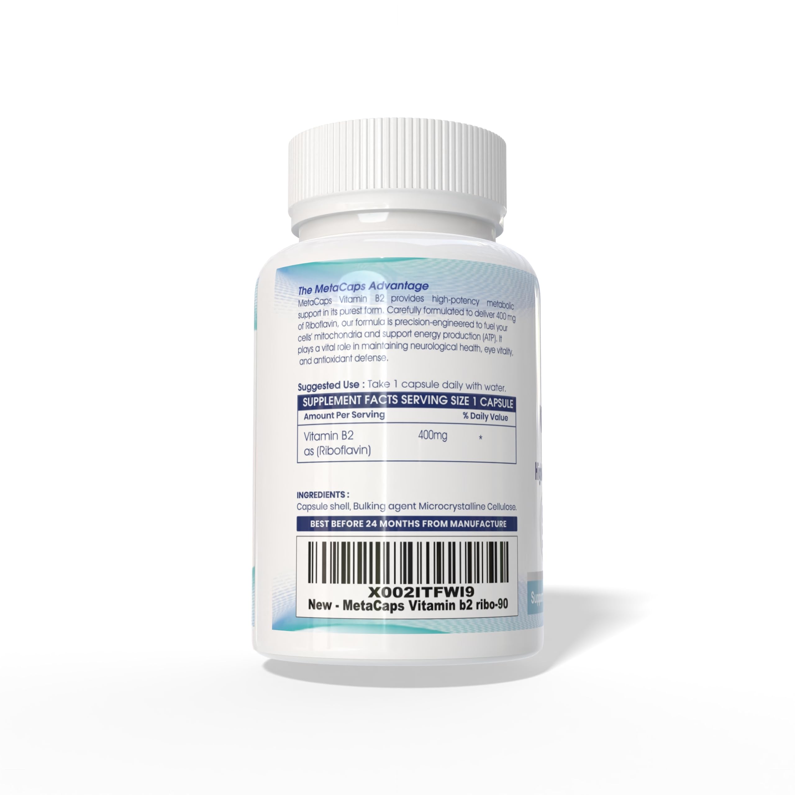 MetaCaps Vitamin B2 Riboflavin– 90 Veg Capsules | High-Potency Metabolic Spark for Energy & Mitochondrial Support | Promotes Neurological Health & Vision — Amazon image 7