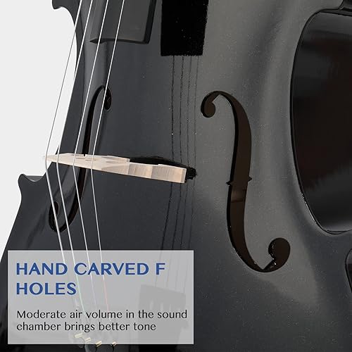 Miniatura 4 de Ktaxon Violonchelo de tamaño completo, violonchelo para principiantes 44, juego de violonchelo acústico con bolsa portátil, arco, colofonia, puente,