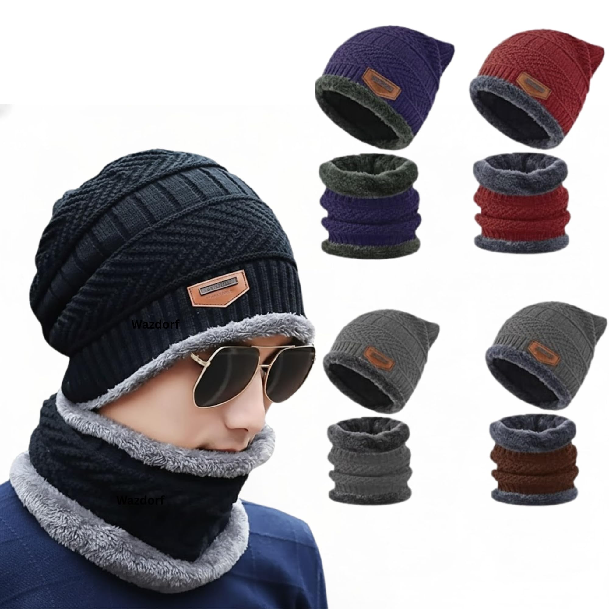 Sponsored Ad - Wazdorf Premium Woolen Winter Cap with Neck Warmer for Women & Men | Soft Velvet Beanie Cap & Muffler Set | Thermal Warm Wear for Girls & Boys | Stylish Woolen Topaa for Cold Weather Protection