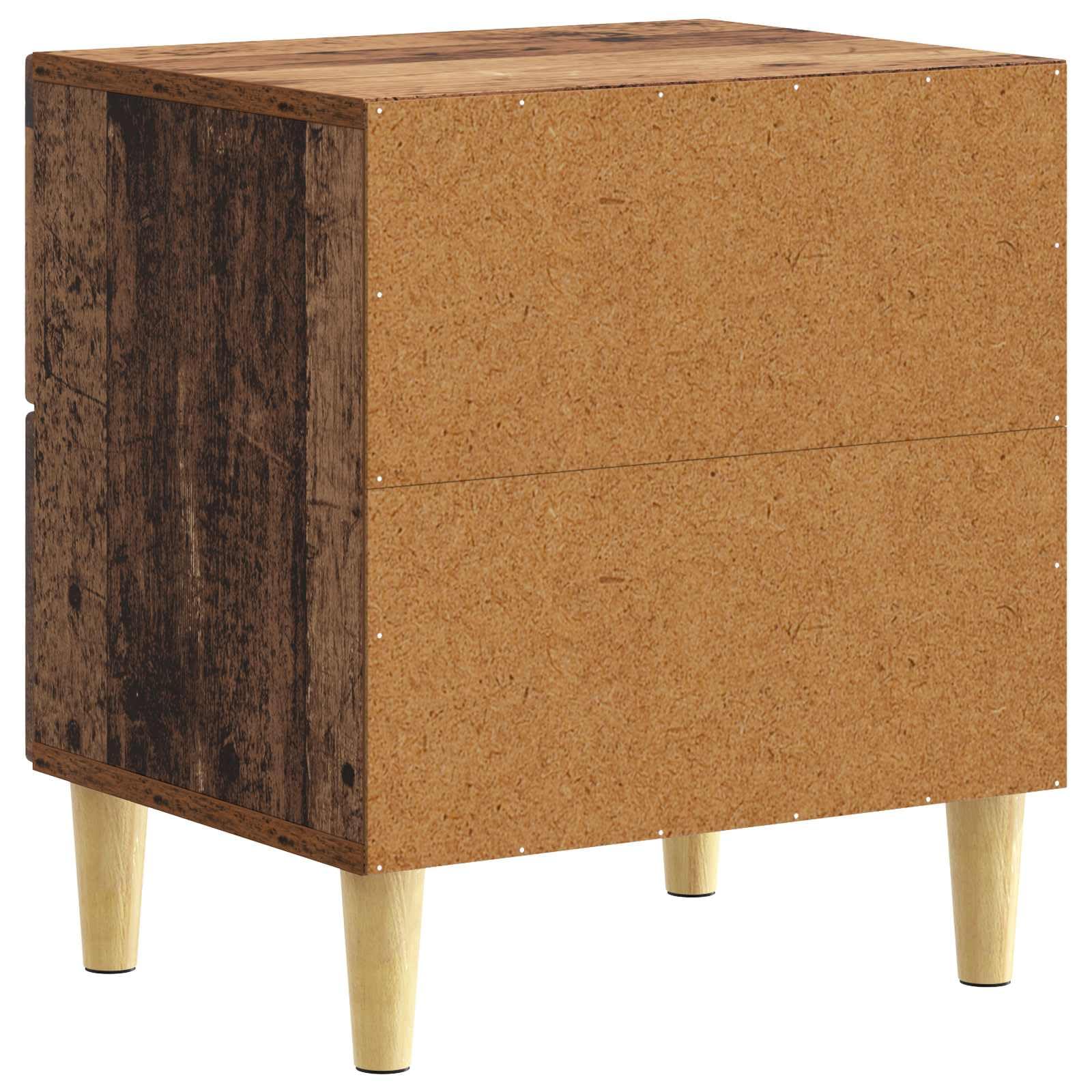 Nachttisch 2er Set Altholz 43x34,5x48 cm Beistelltisch | Kompakte Nachtkommode im Doppelpack mit Schubladen für Schlafzimmer und Wohnzimmer auf stabilen Massivholzbeinen.