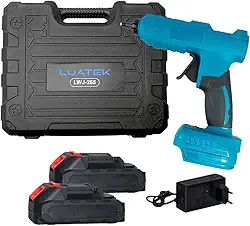 Pistola Cola Quente Sem Fio Profissional Portátil Com Duas Baterias Com Maleta e Carregador Ideal Para DIY Bivolt (110V/220V) Com Duas Baterias e Carregador Para Artesanato e Reparos